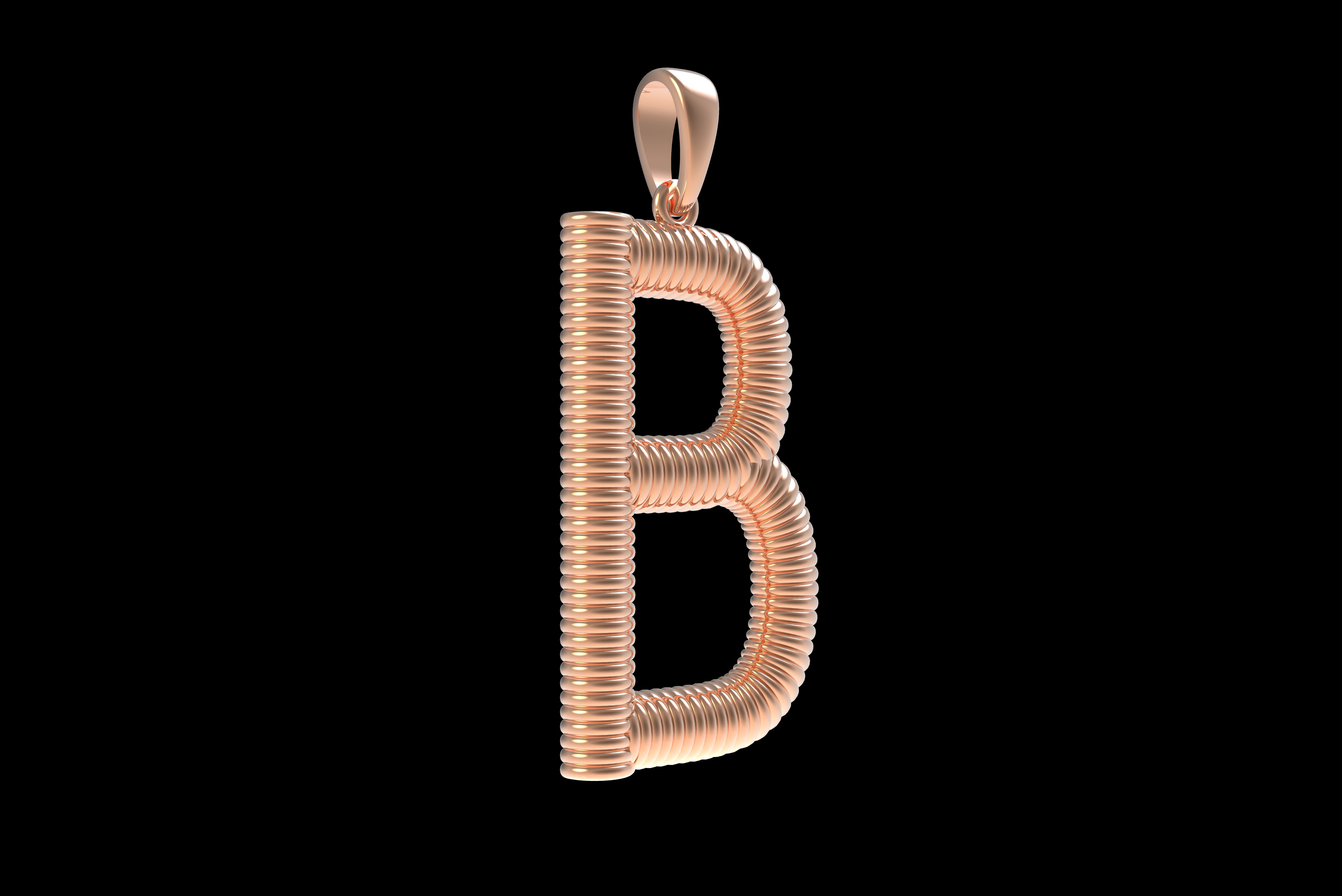 Spiral Initial Letter B Pendant 3D print model_33
