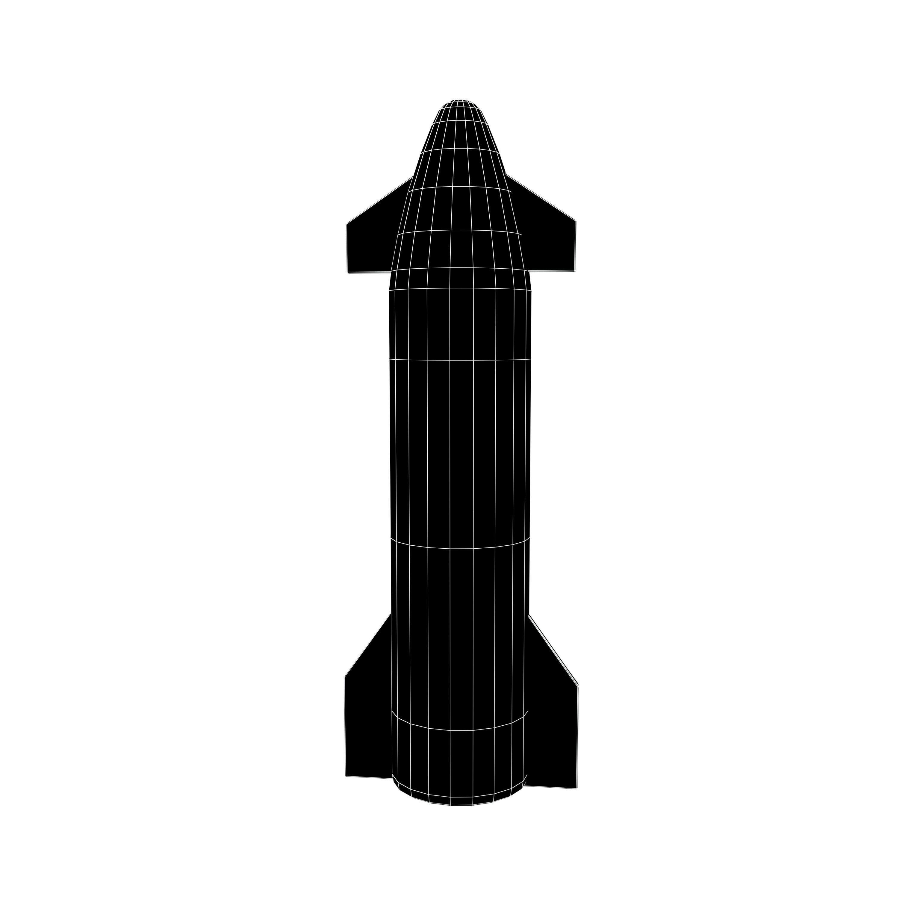 Cartoon Spacex Starship v1 002 Low-poly 3D model_4