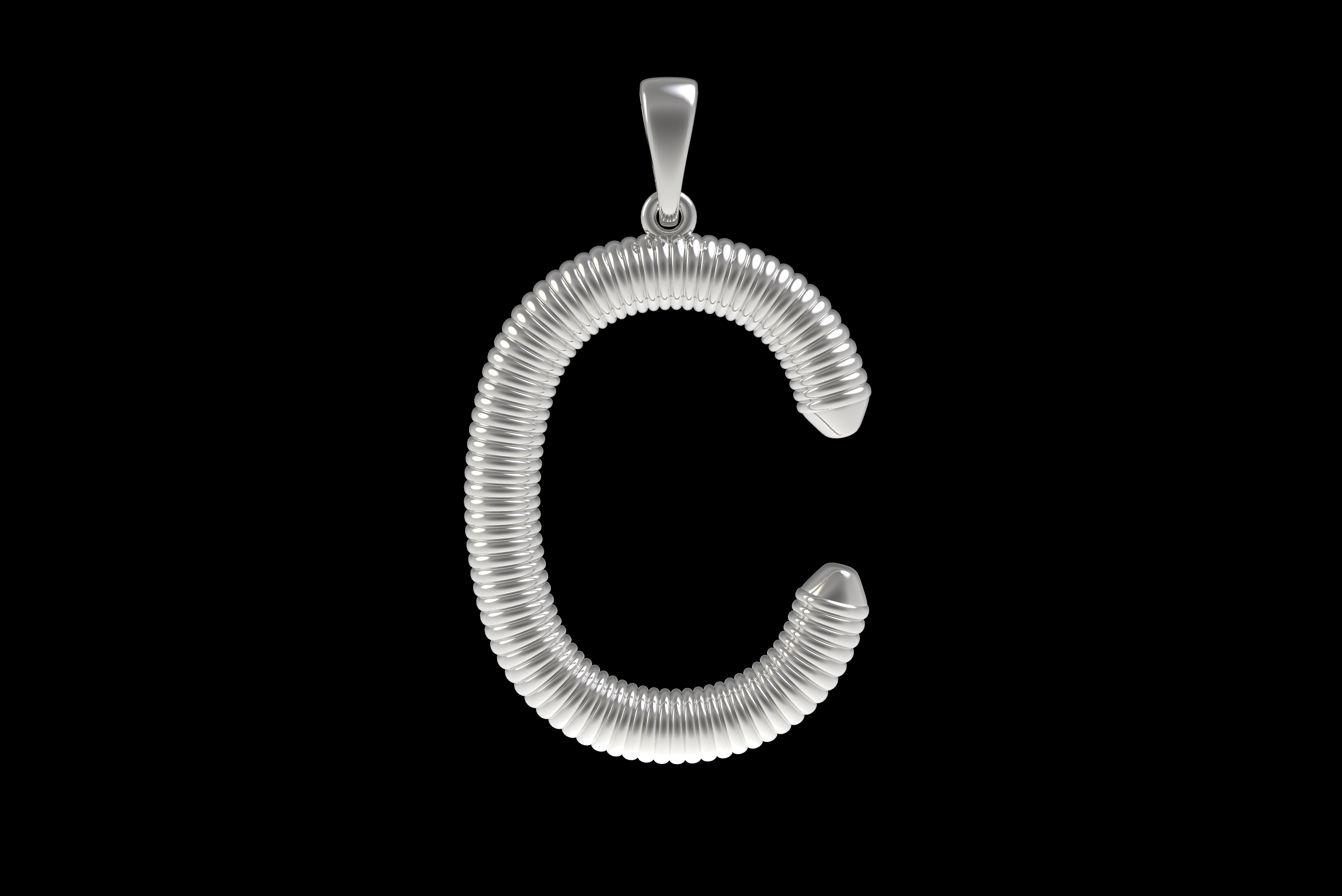 Spiral Initial Letter C Pendant 3D print model_26