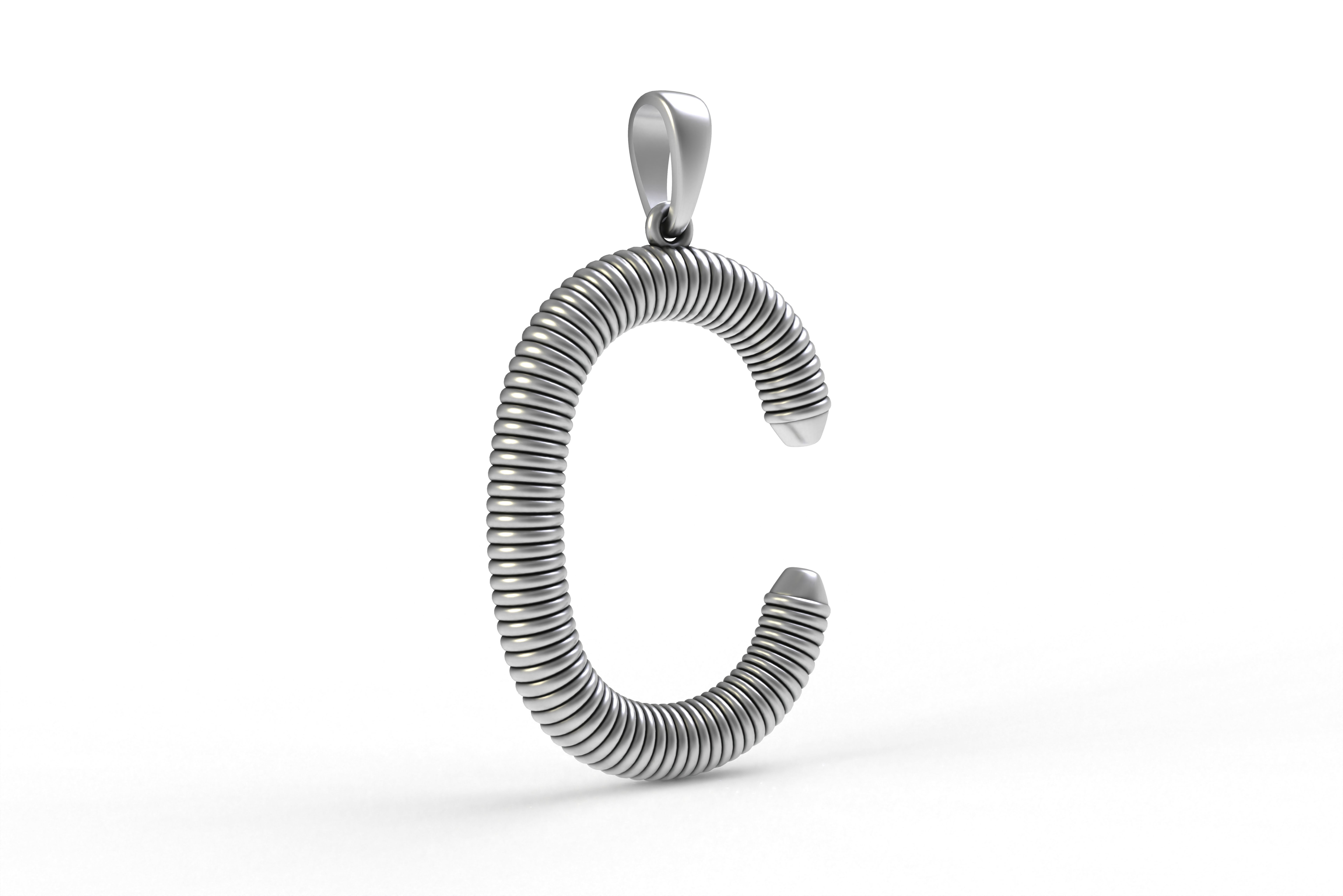 Spiral Initial Letter C Pendant 3D print model_21