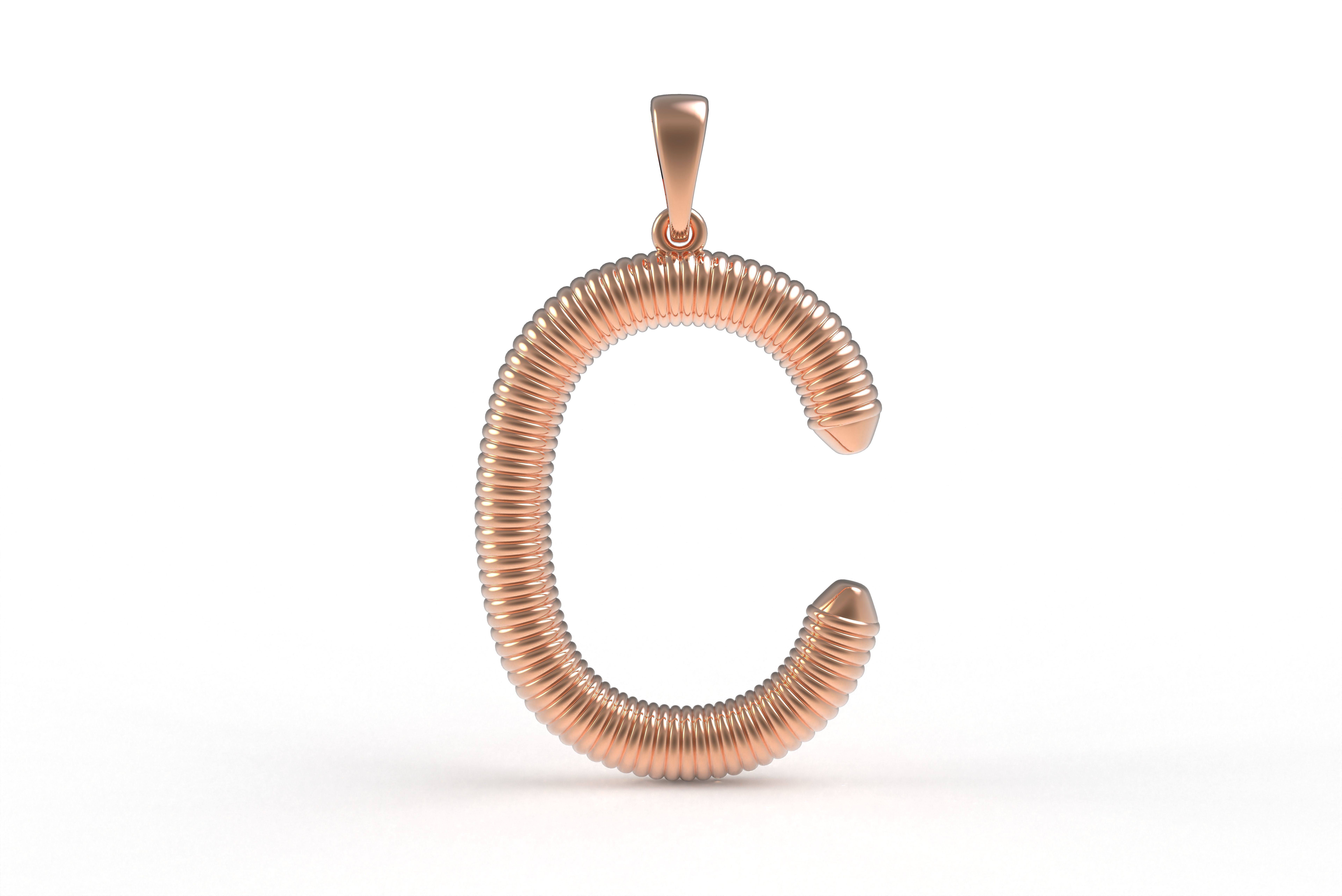 Spiral Initial Letter C Pendant 3D print model_10