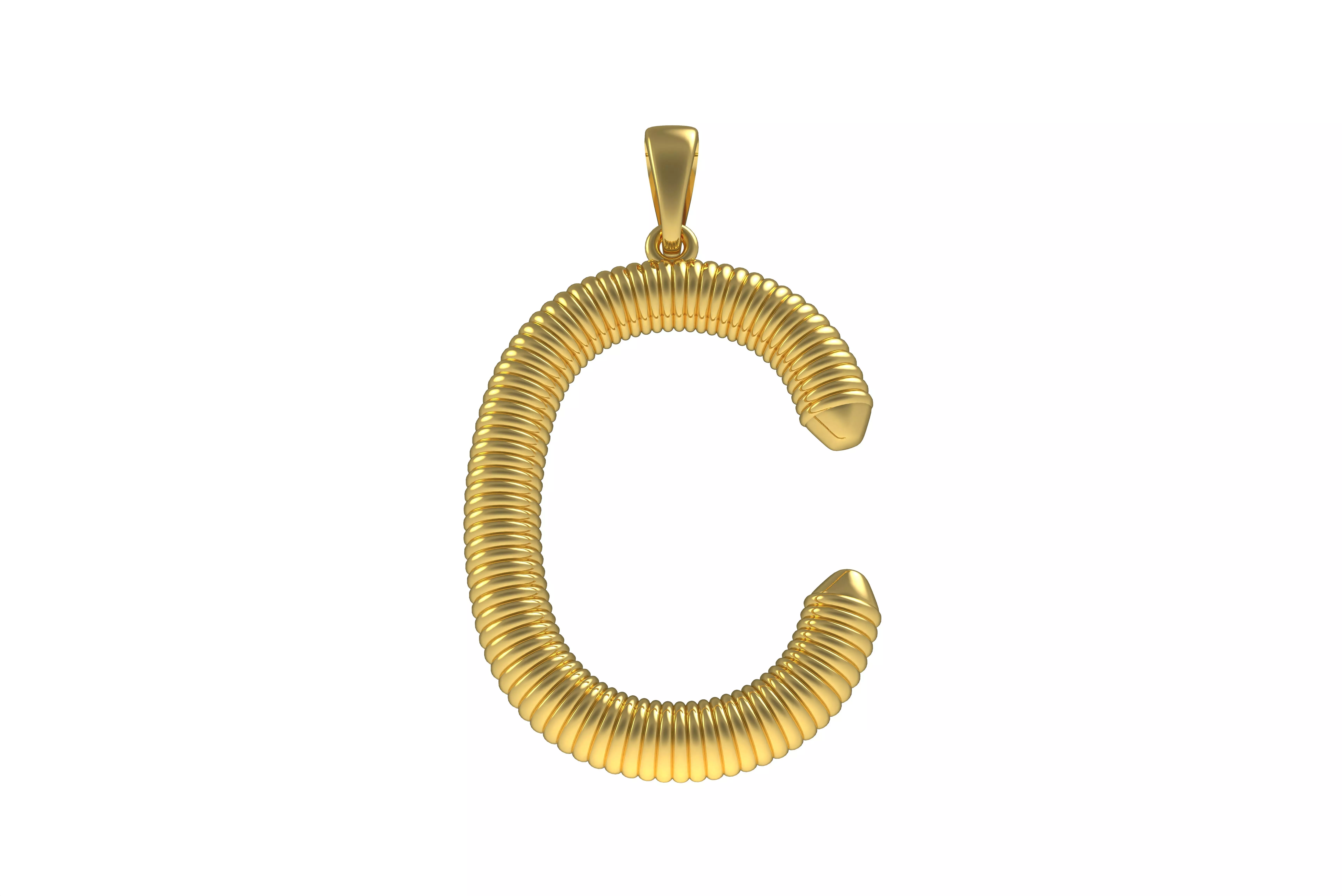 Spiral Initial Letter C Pendant 3D print model_0