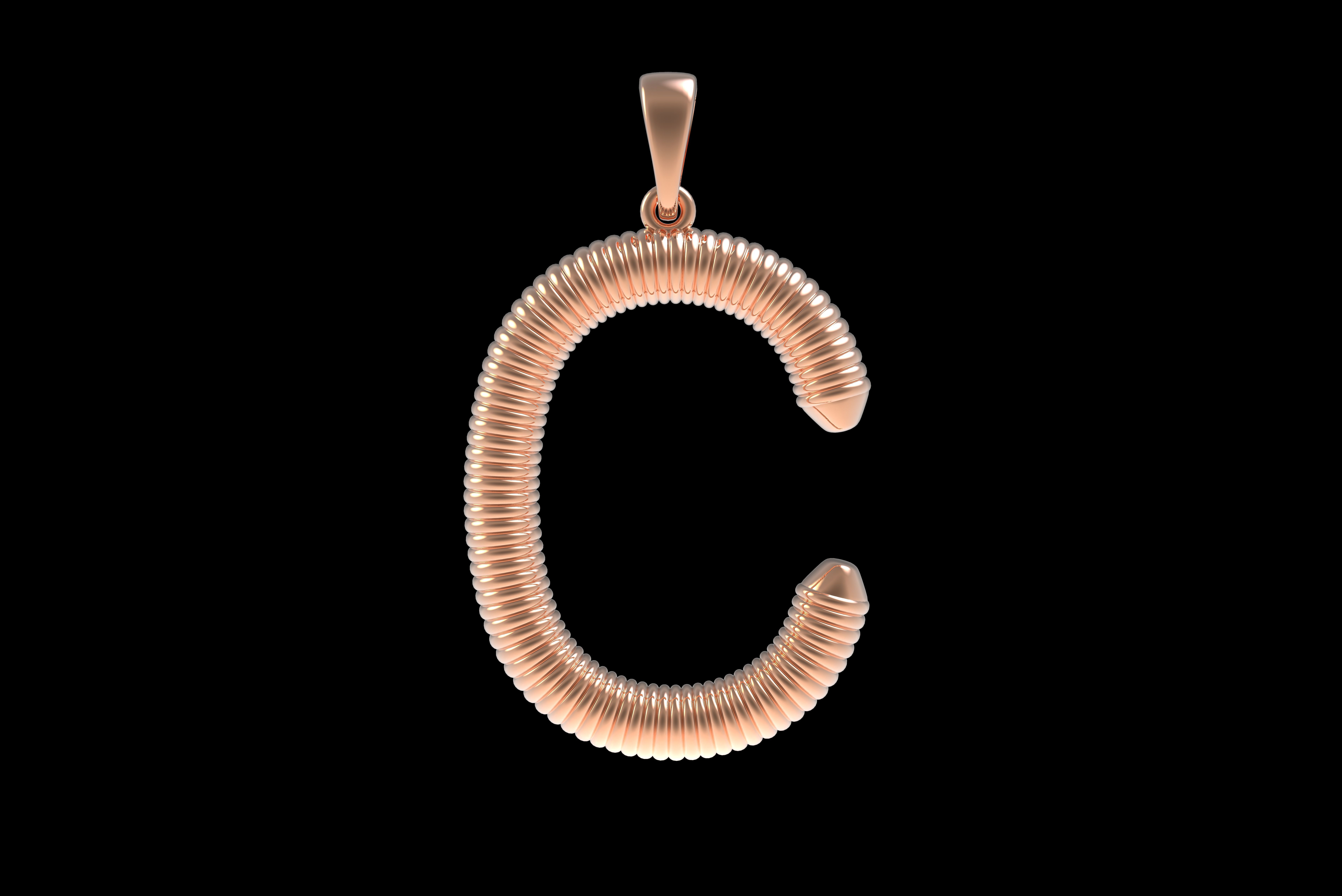 Spiral Initial Letter C Pendant 3D print model_30