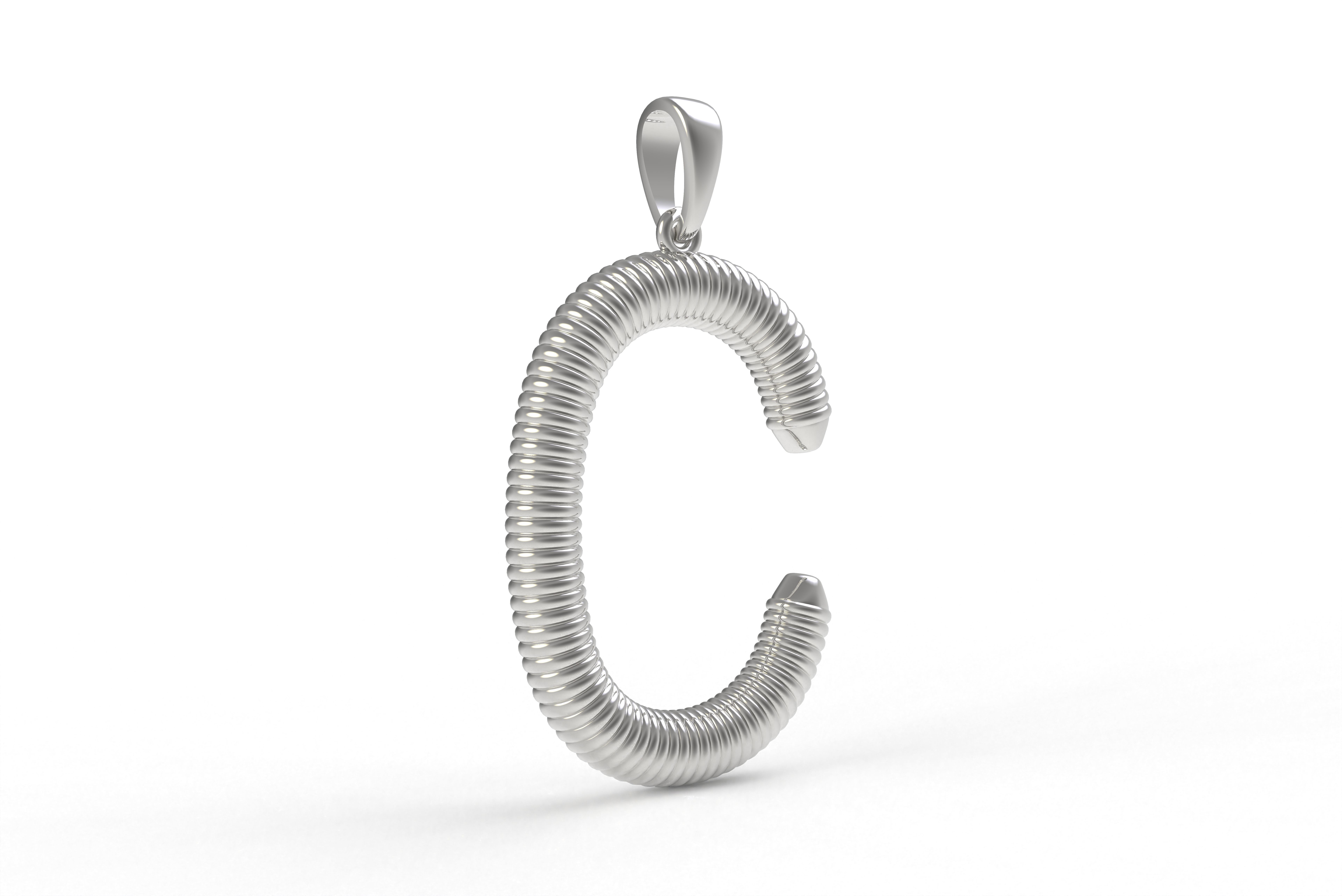 Spiral Initial Letter C Pendant 3D print model_9
