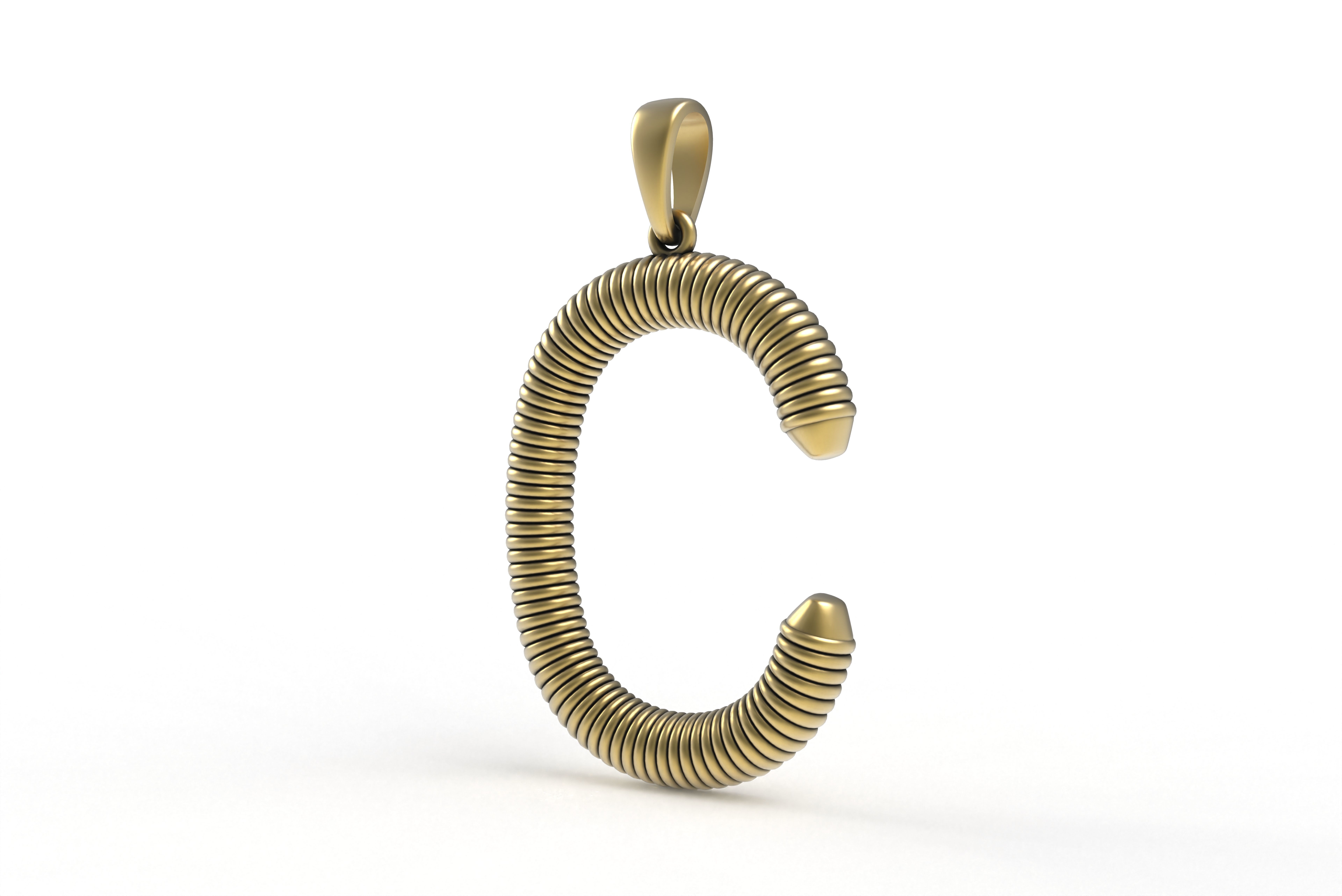 Spiral Initial Letter C Pendant 3D print model_16