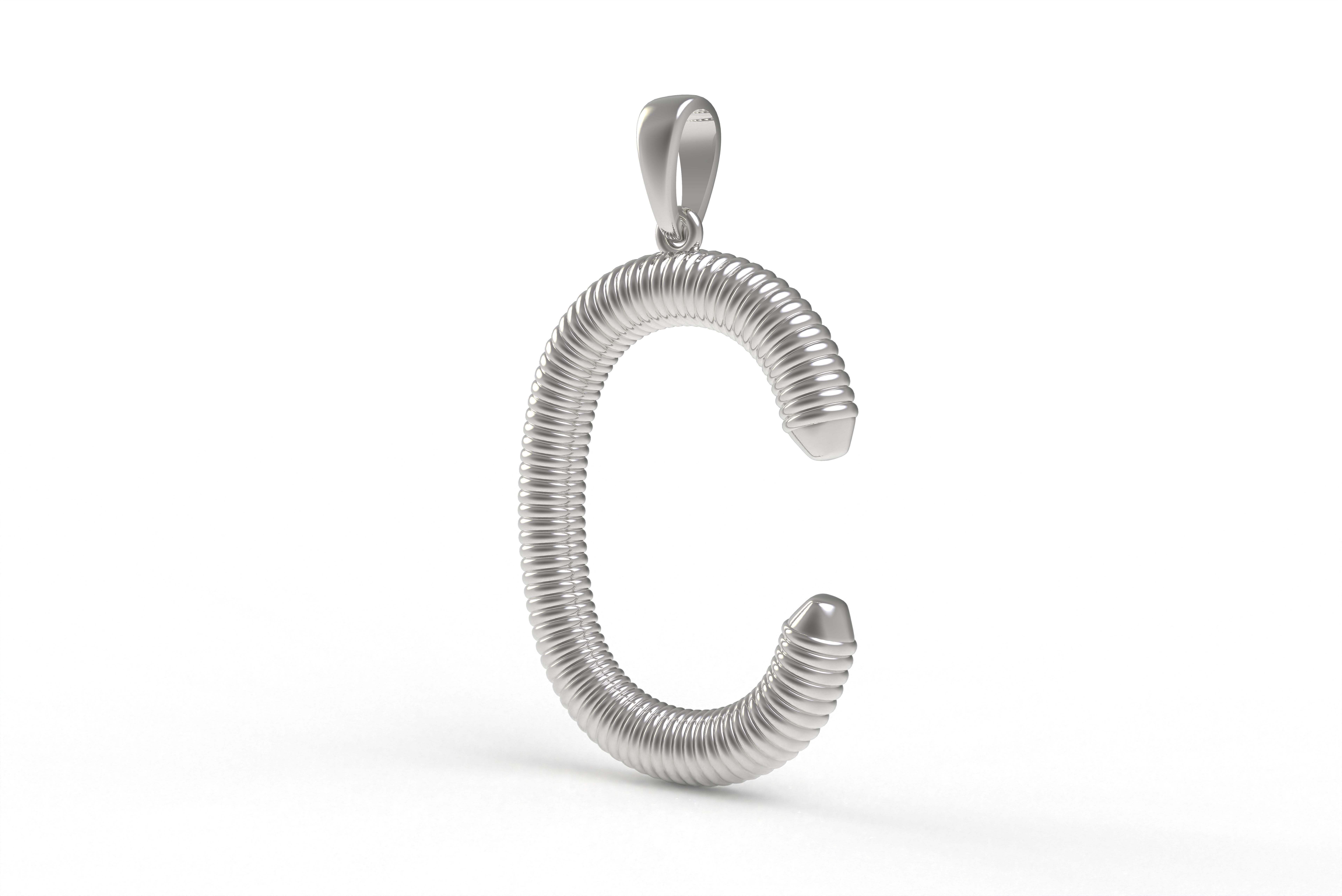 Spiral Initial Letter C Pendant 3D print model_8
