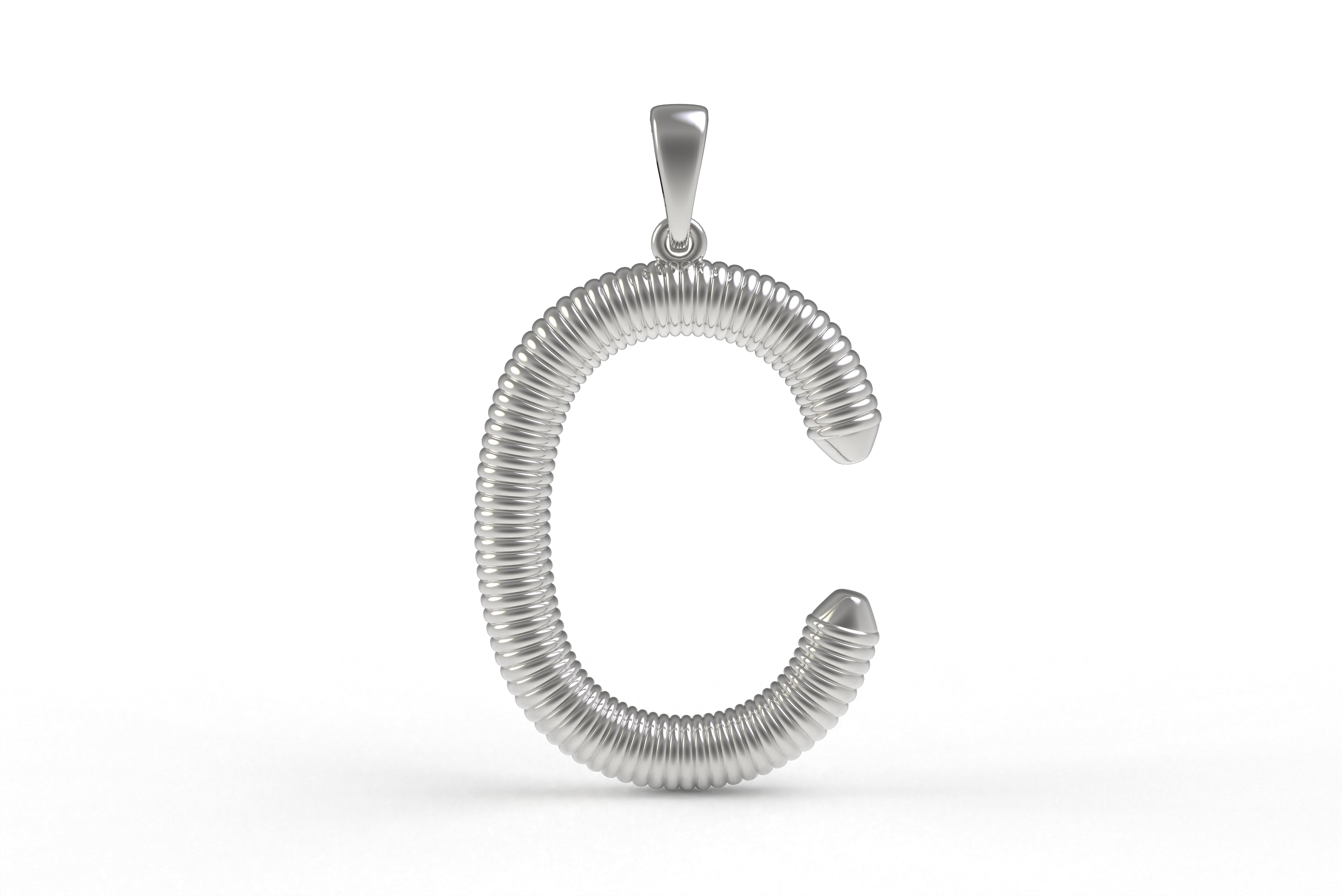 Spiral Initial Letter C Pendant 3D print model_6