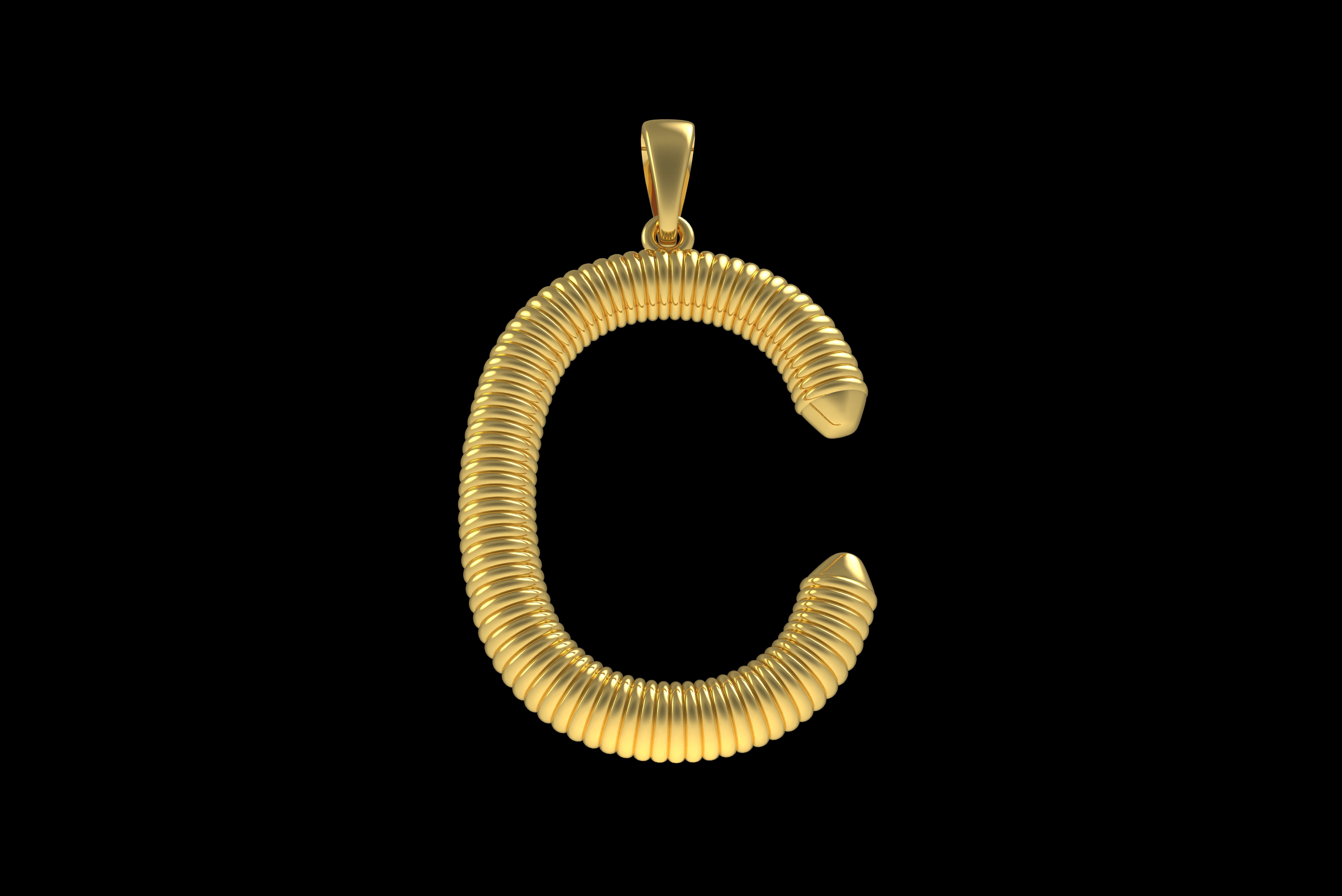 Spiral Initial Letter C Pendant 3D print model_23