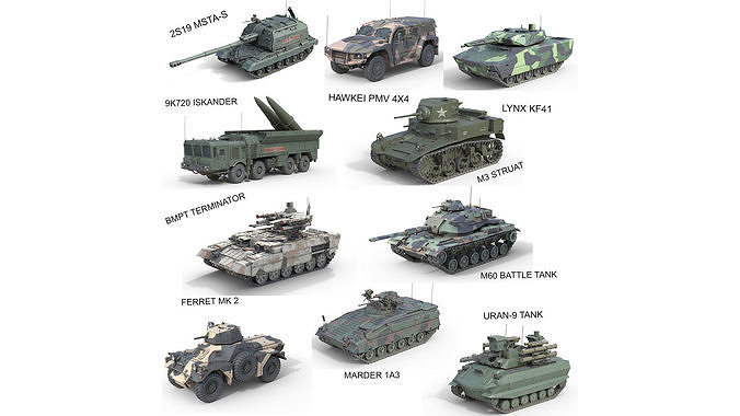 10 Military Vehicles Collection v15 Low-poly 3D model