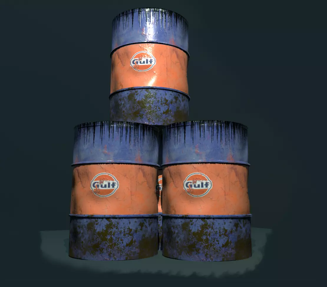 Rusty Oil Barrels Game Ready Prop Texture_0