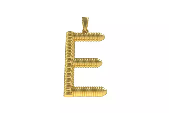Spiral Initial Letter E Pendant