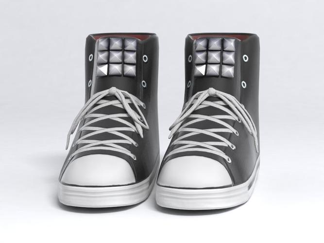 Shoes Black and White Studded