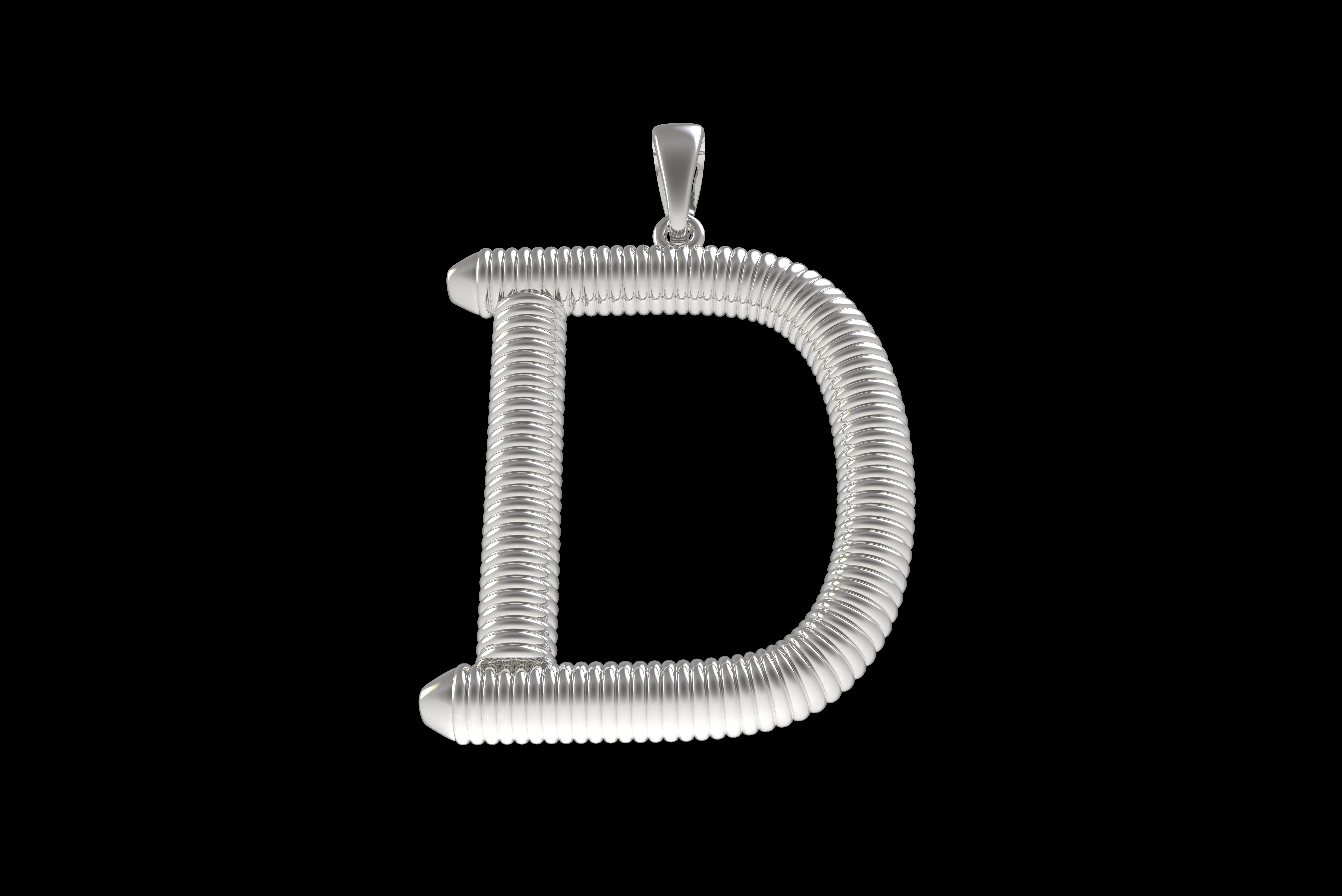 Spiral Initial Letter D Pendant 3D print model_27