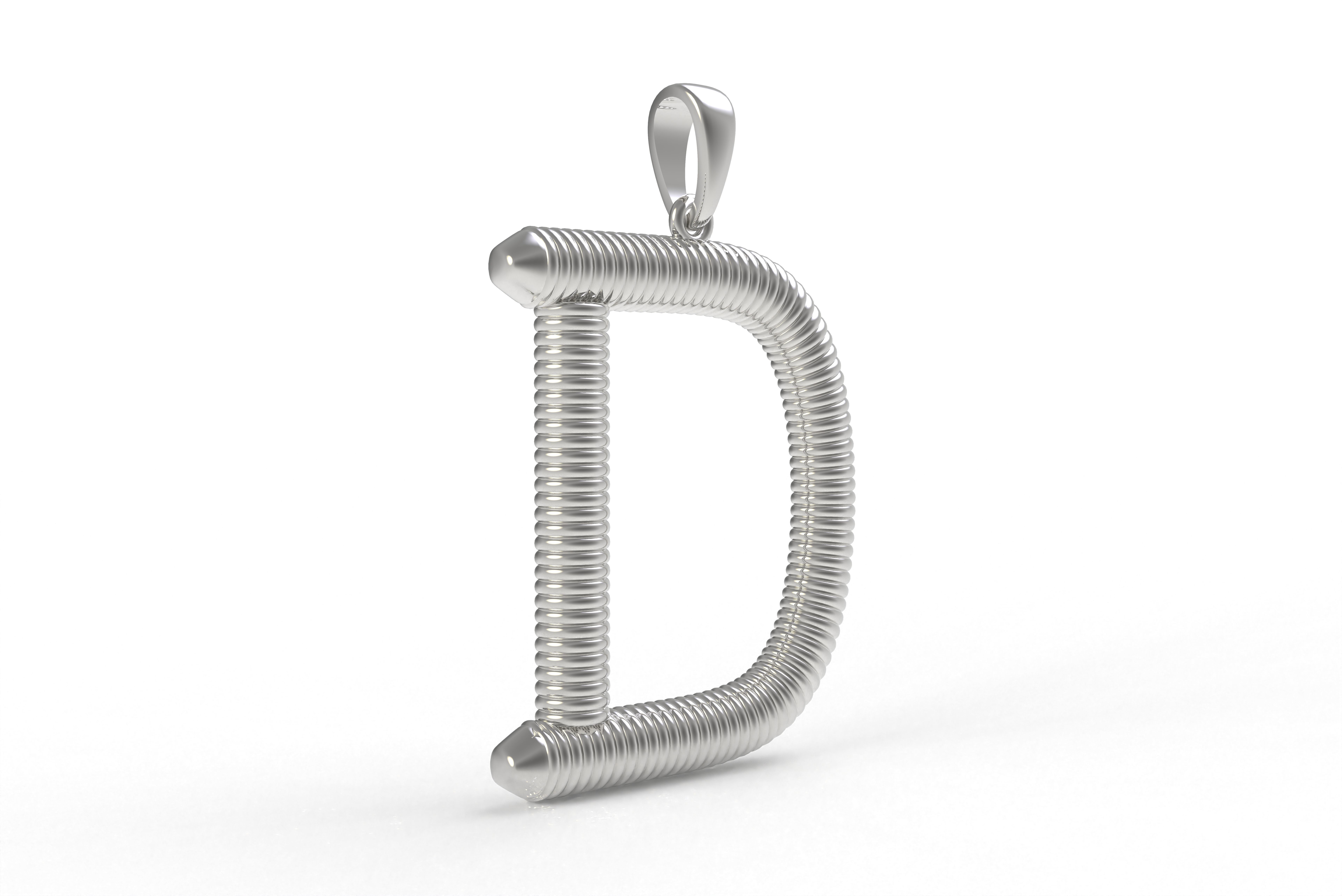 Spiral Initial Letter D Pendant 3D print model_9