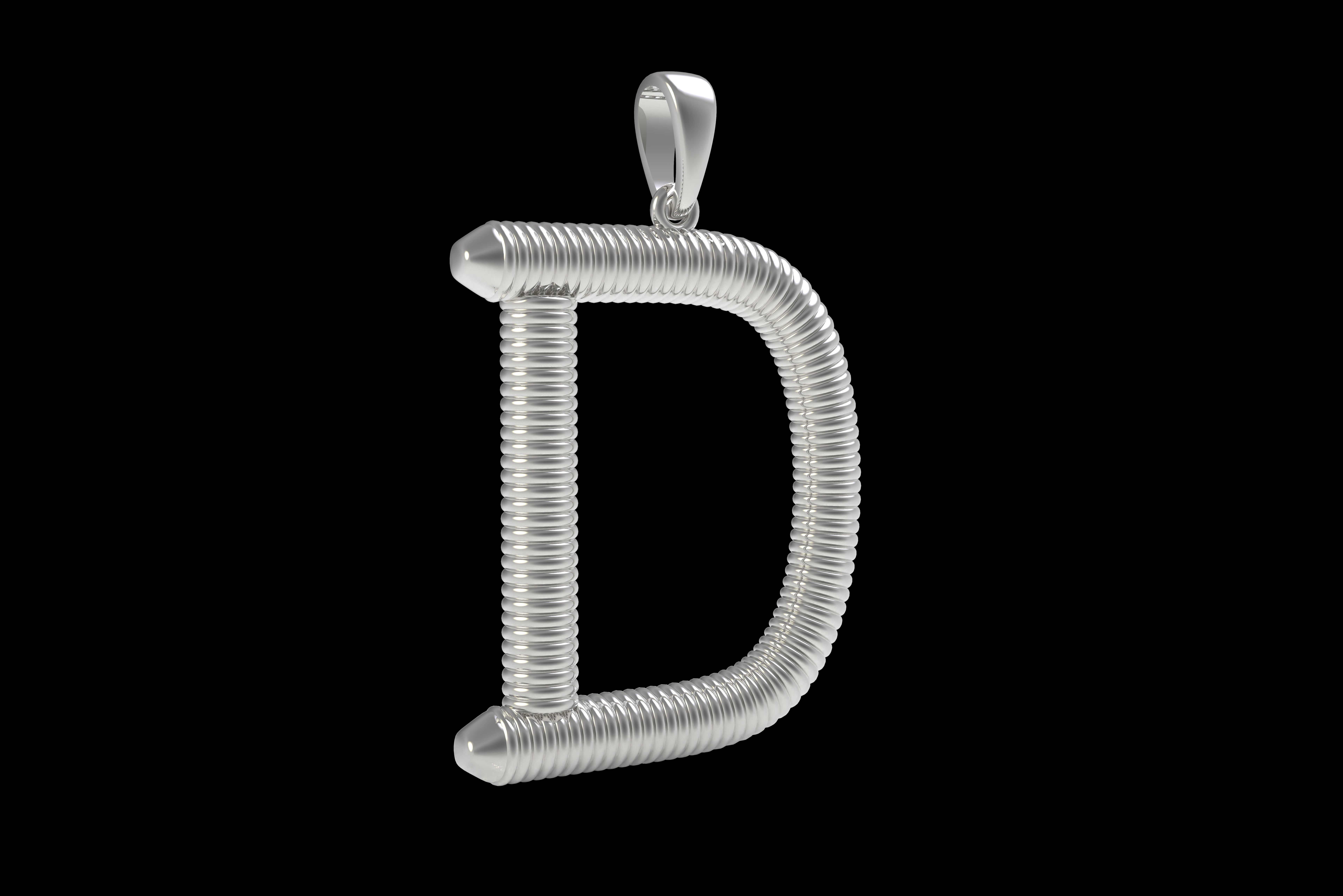 Spiral Initial Letter D Pendant 3D print model_29