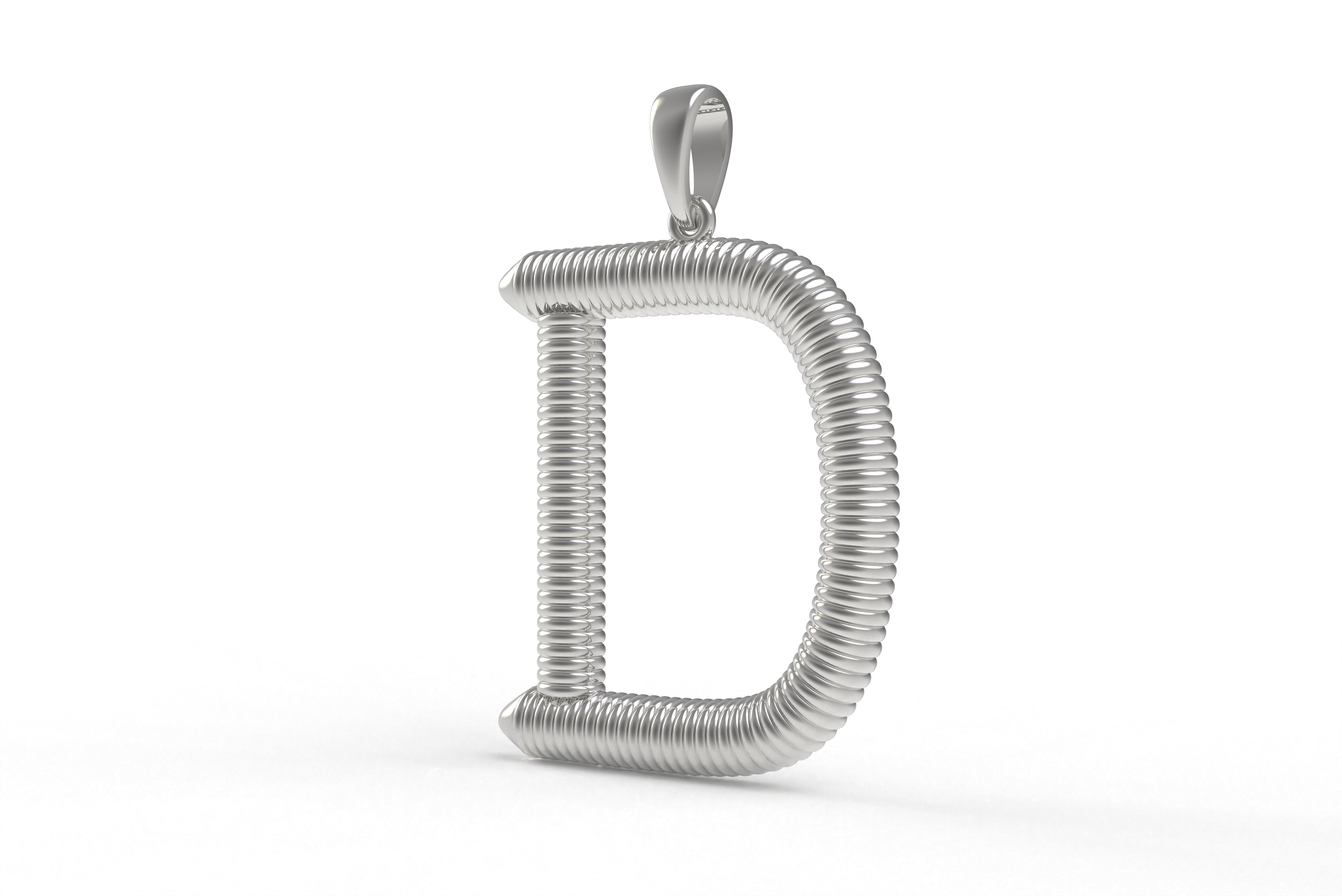 Spiral Initial Letter D Pendant 3D print model_8