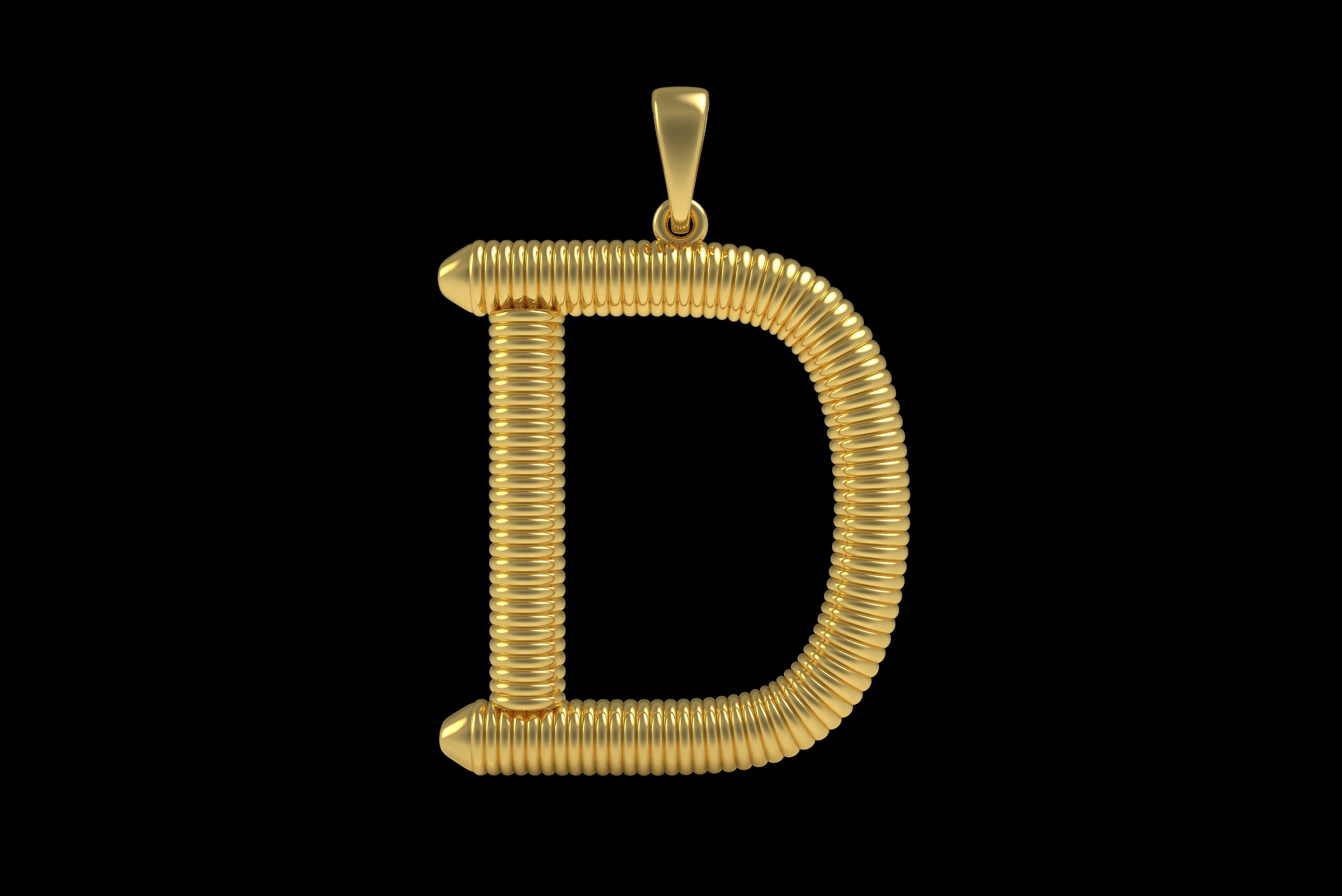 Spiral Initial Letter D Pendant 3D print model_22