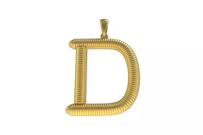 Spiral Initial Letter D Pendant