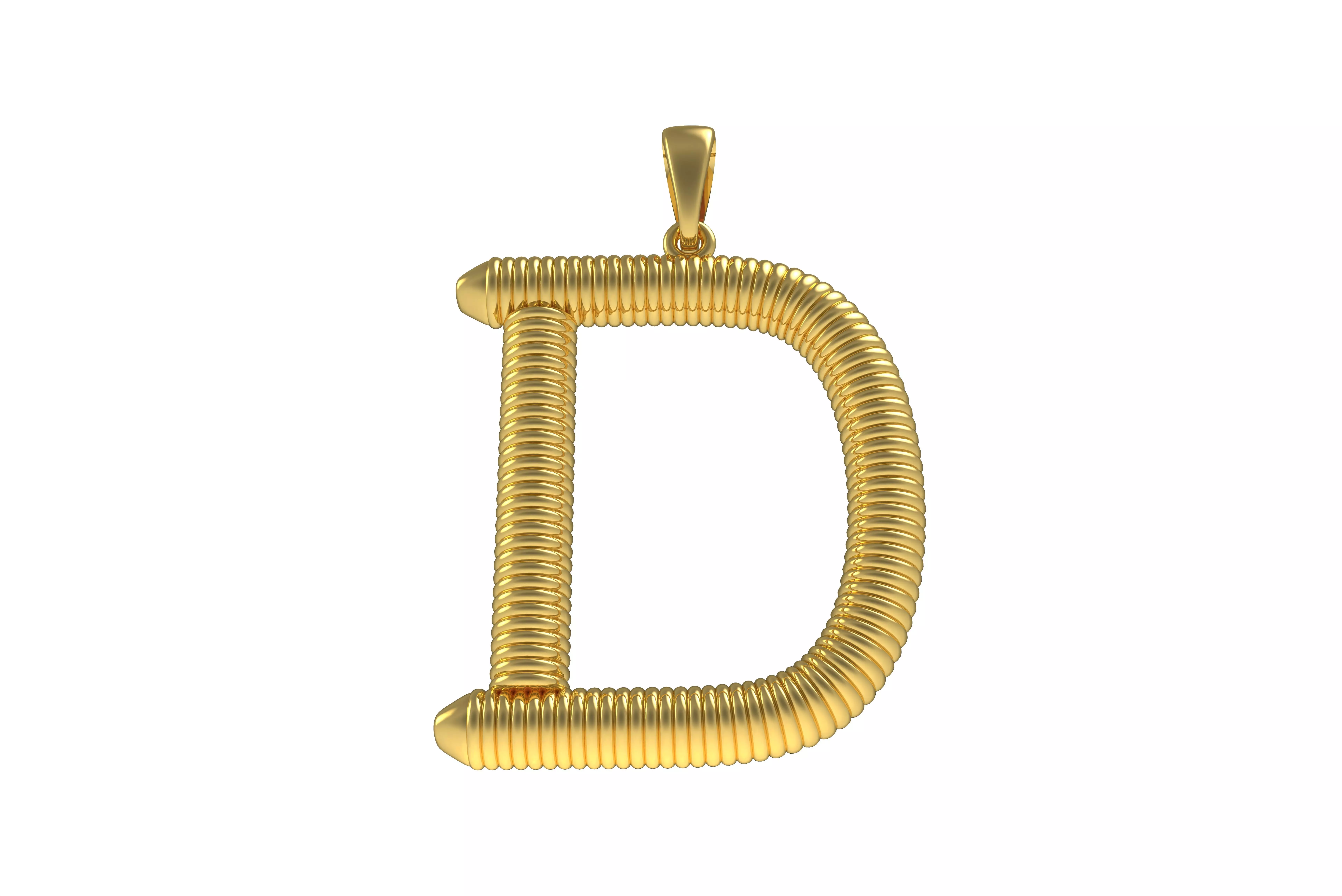 Spiral Initial Letter D Pendant 3D print model_0
