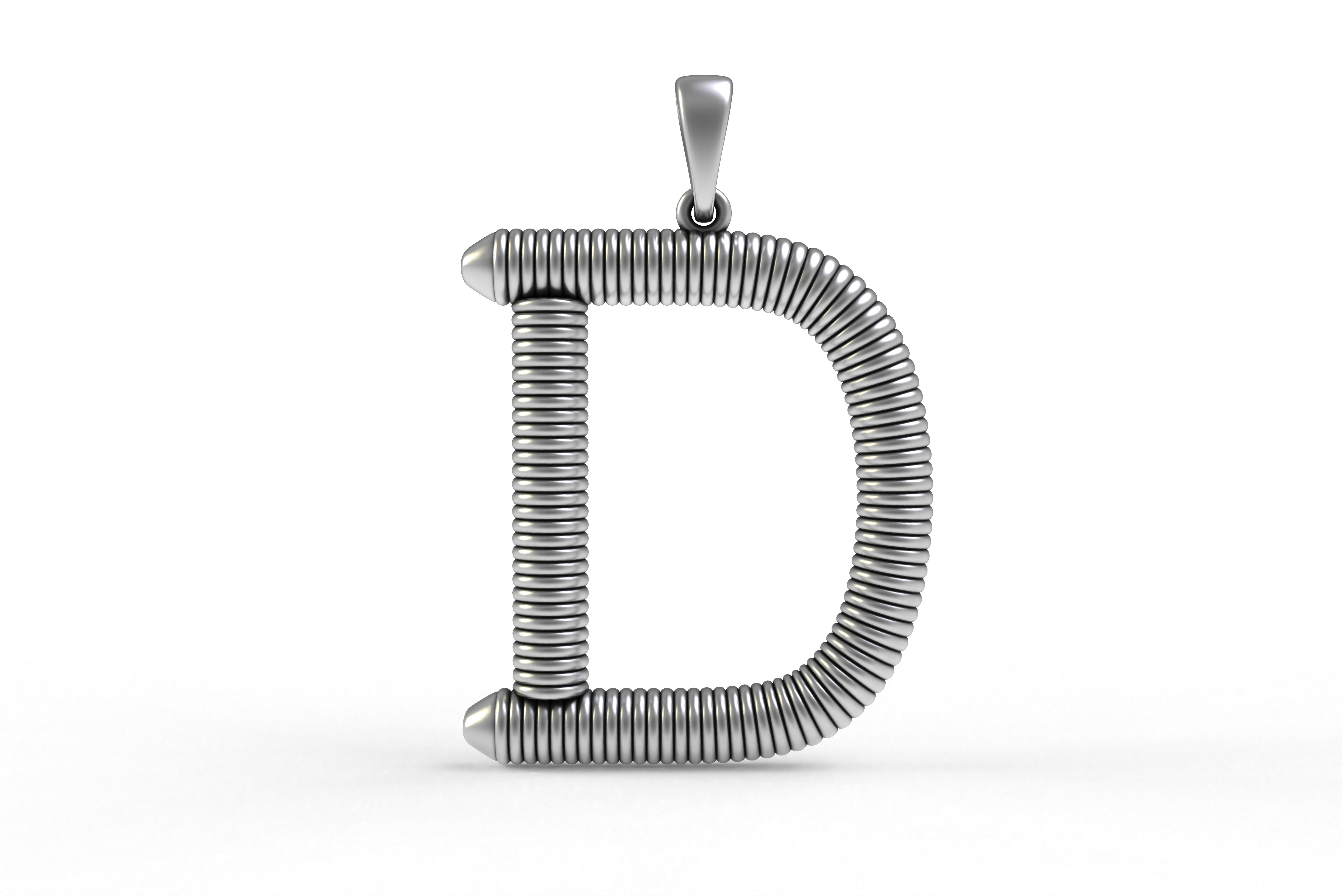Spiral Initial Letter D Pendant 3D print model_18