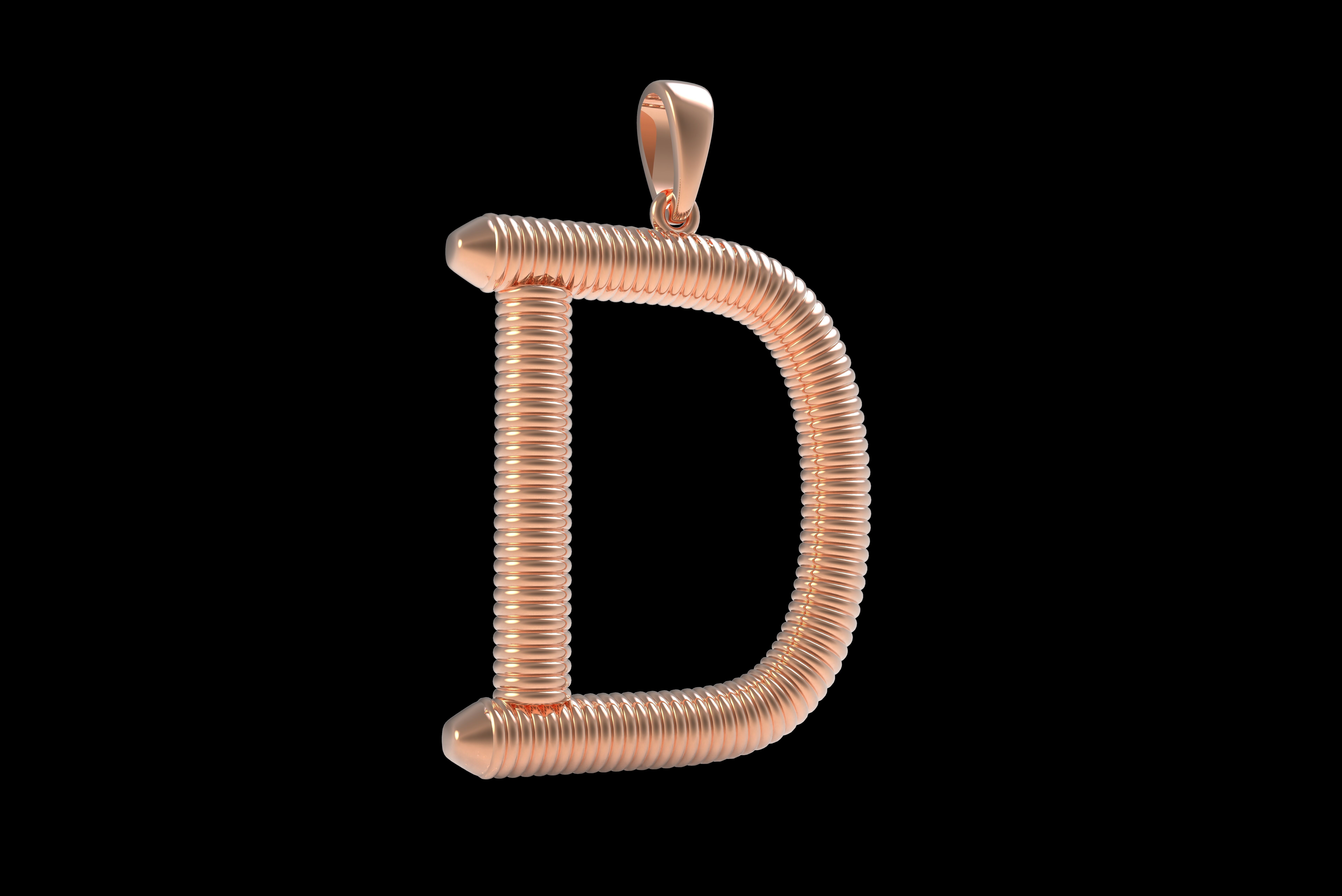 Spiral Initial Letter D Pendant 3D print model_33