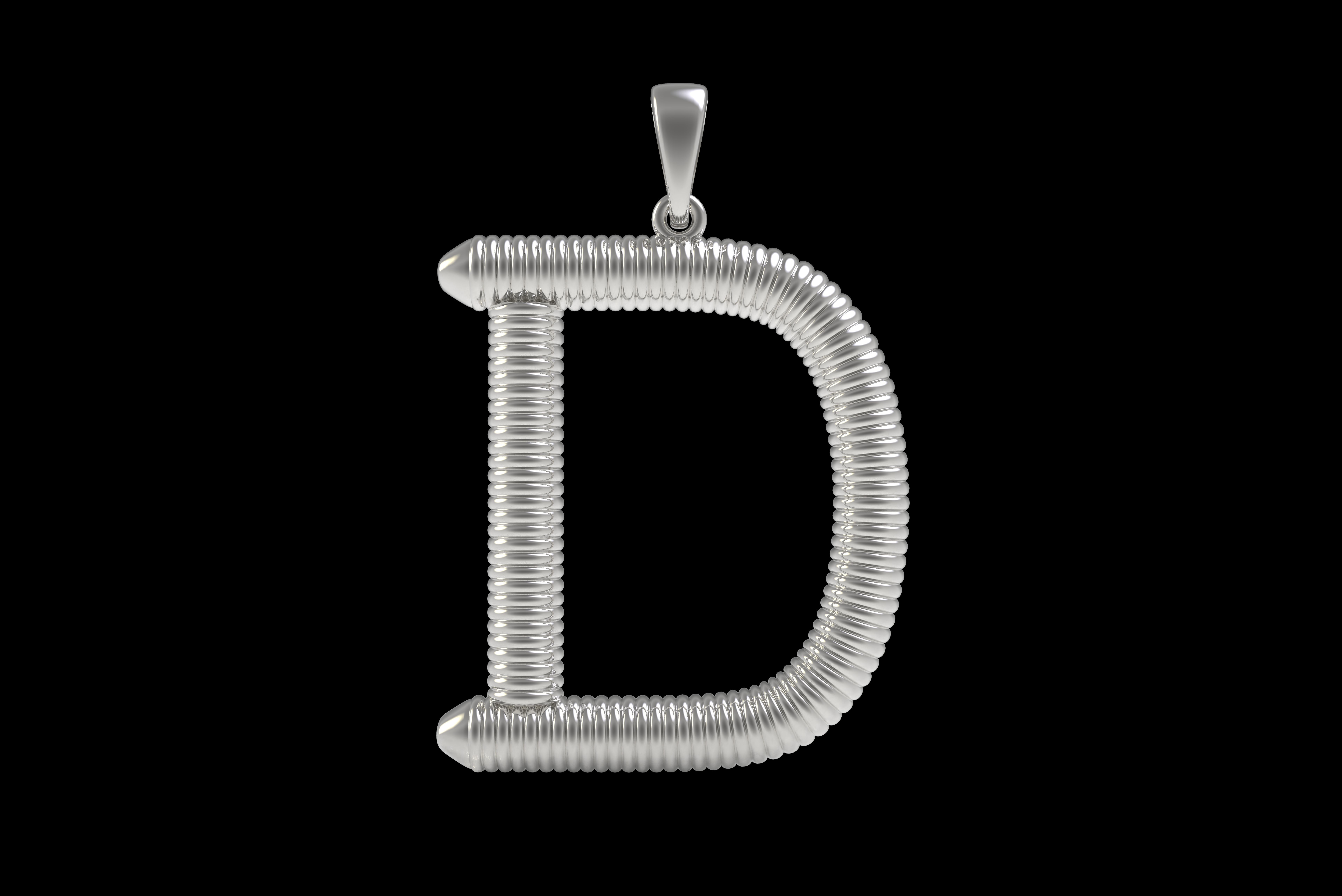 Spiral Initial Letter D Pendant 3D print model_26