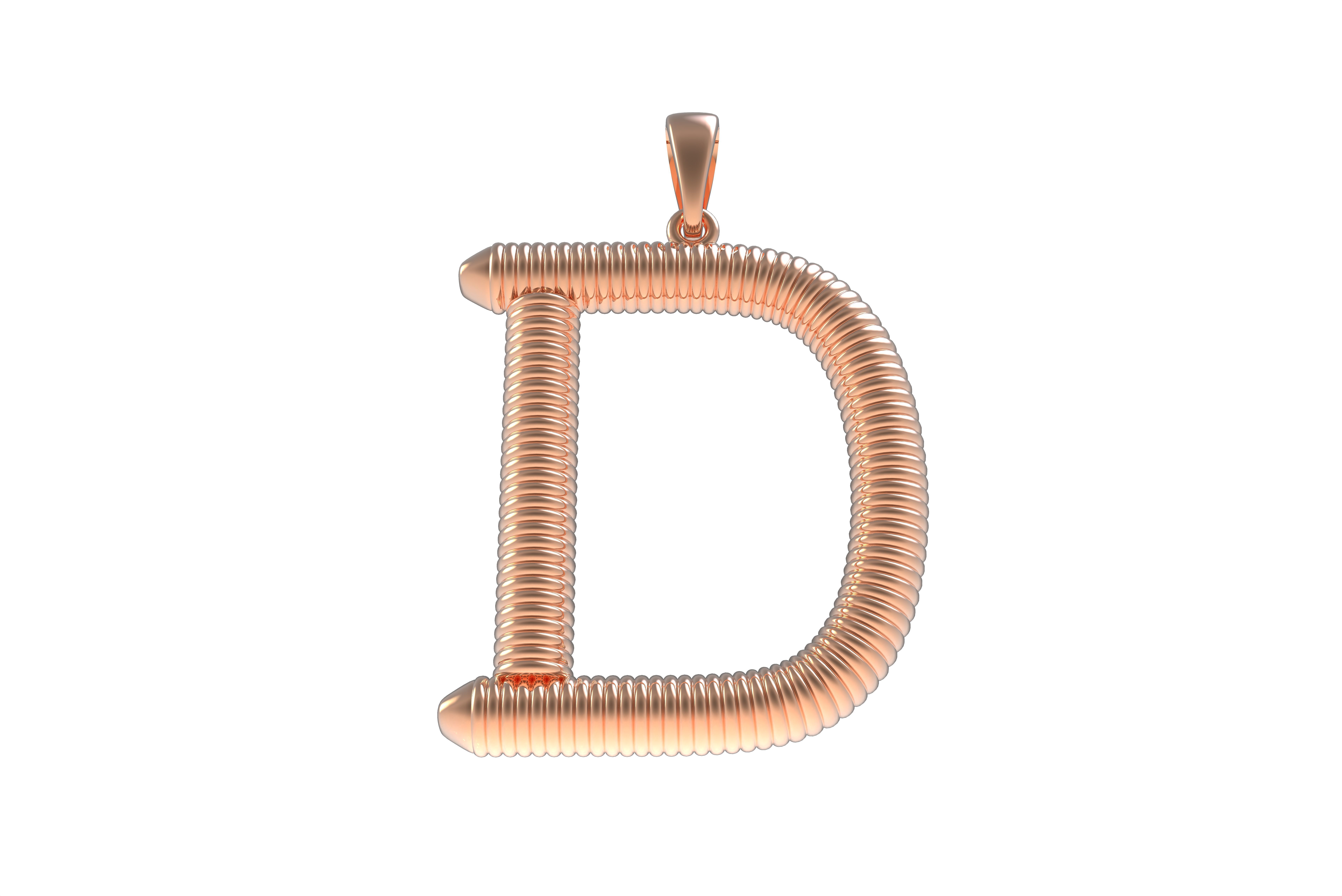 Spiral Initial Letter D Pendant 3D print model_11