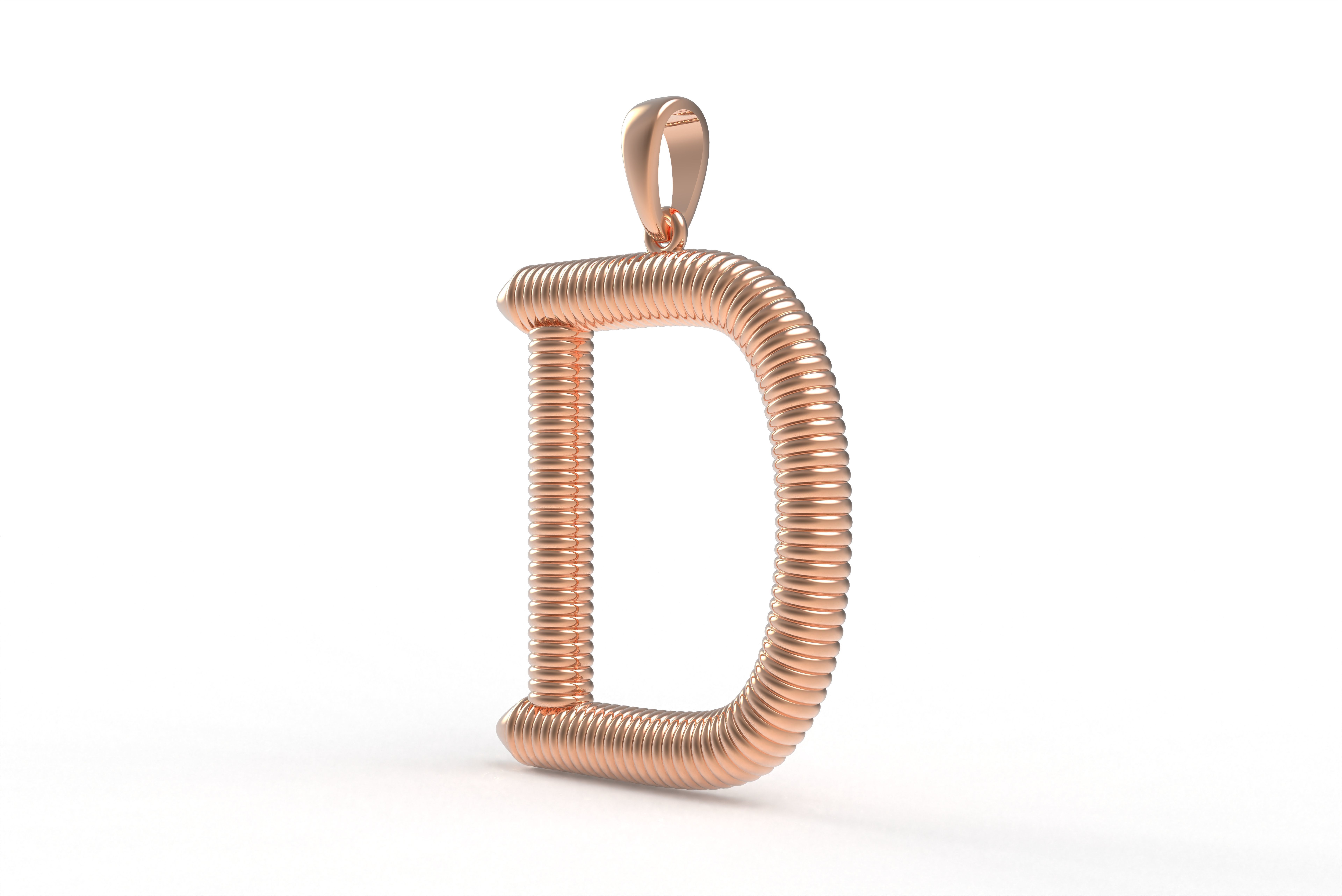 Spiral Initial Letter D Pendant 3D print model_12
