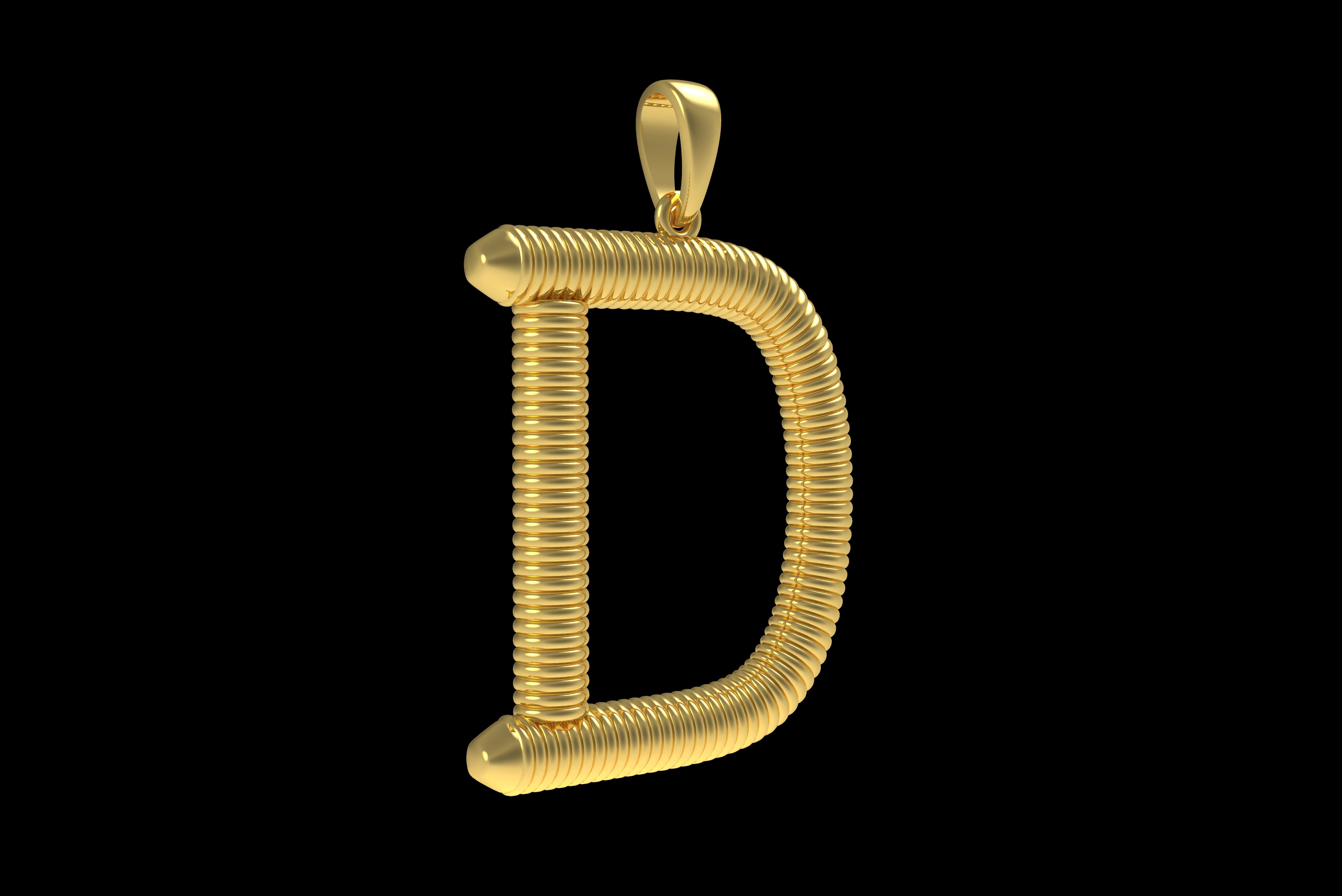 Spiral Initial Letter D Pendant 3D print model_25