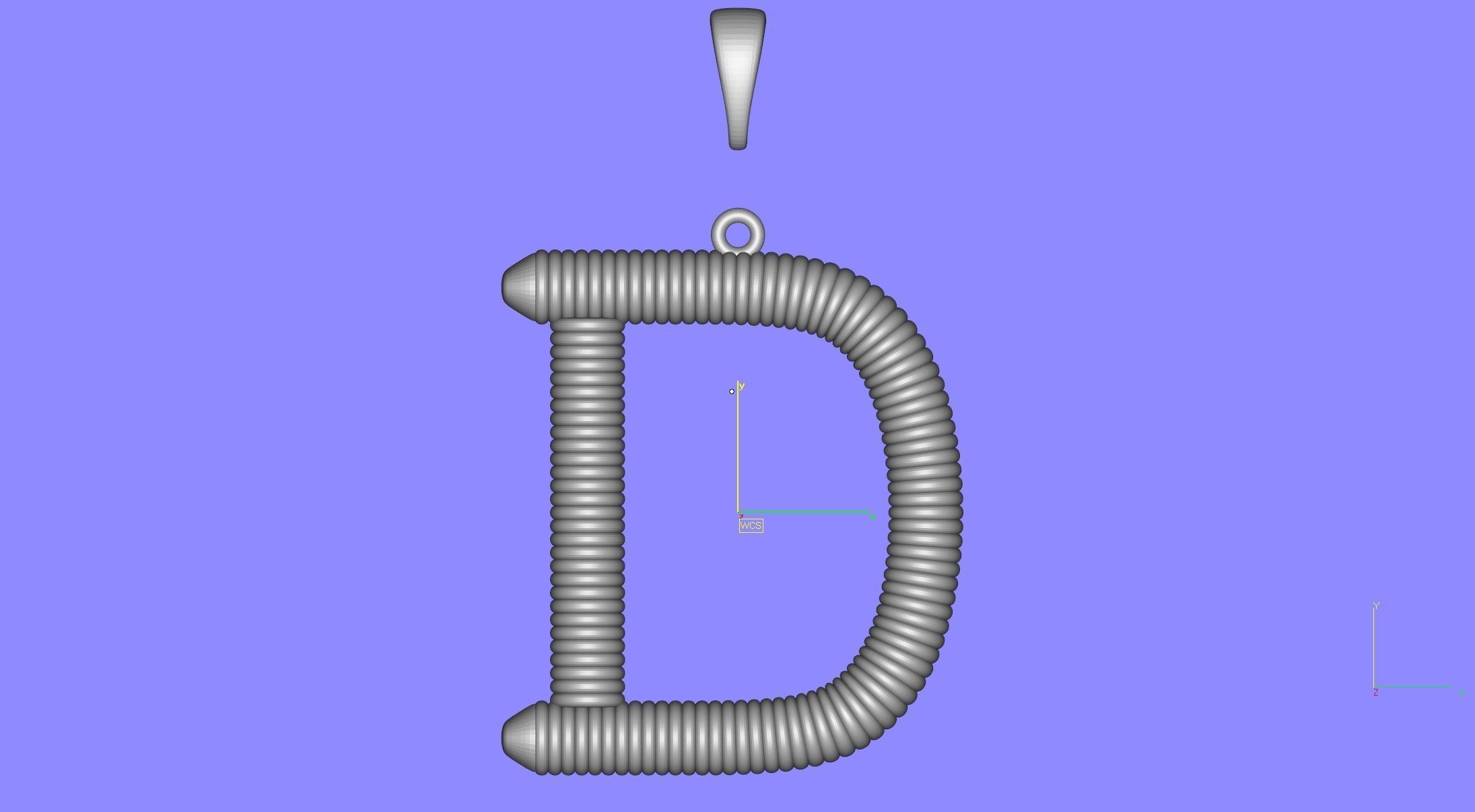 Spiral Initial Letter D Pendant 3D print model_35