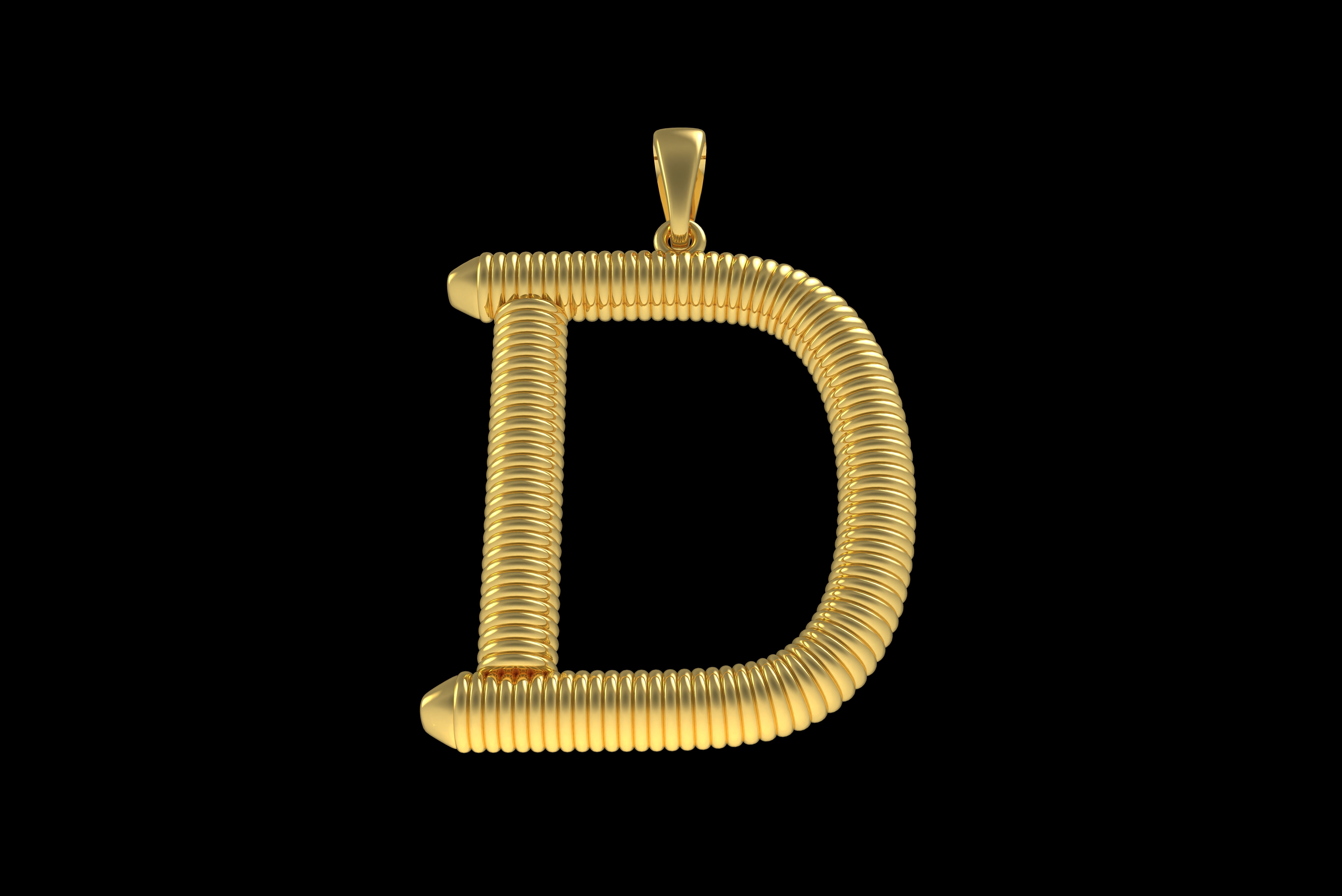 Spiral Initial Letter D Pendant 3D print model_23