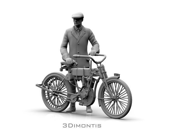 Harley Davidson and Biker 3D print model