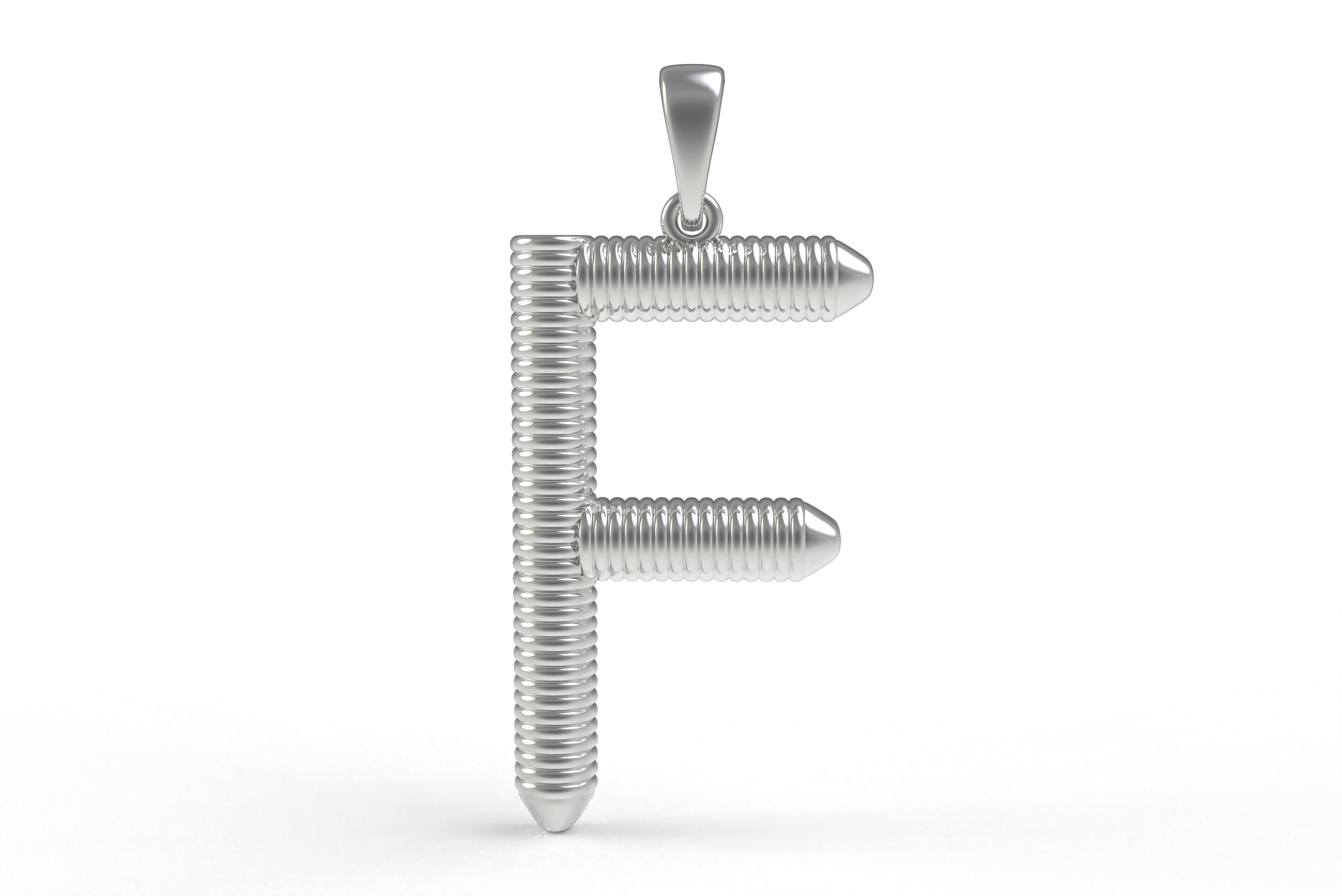 Spiral Initial Letter F Pendant 3D print model_6