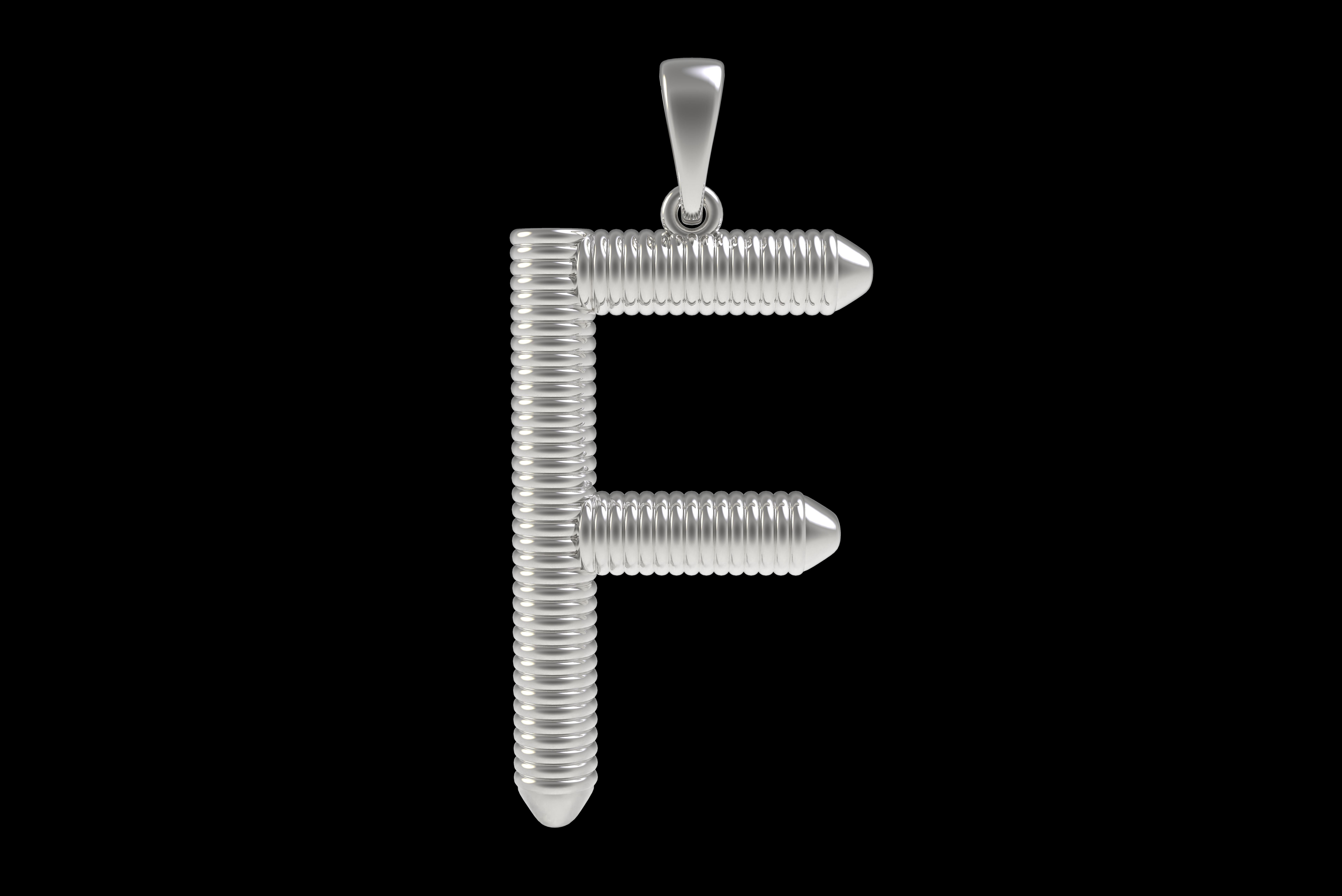 Spiral Initial Letter F Pendant 3D print model_26