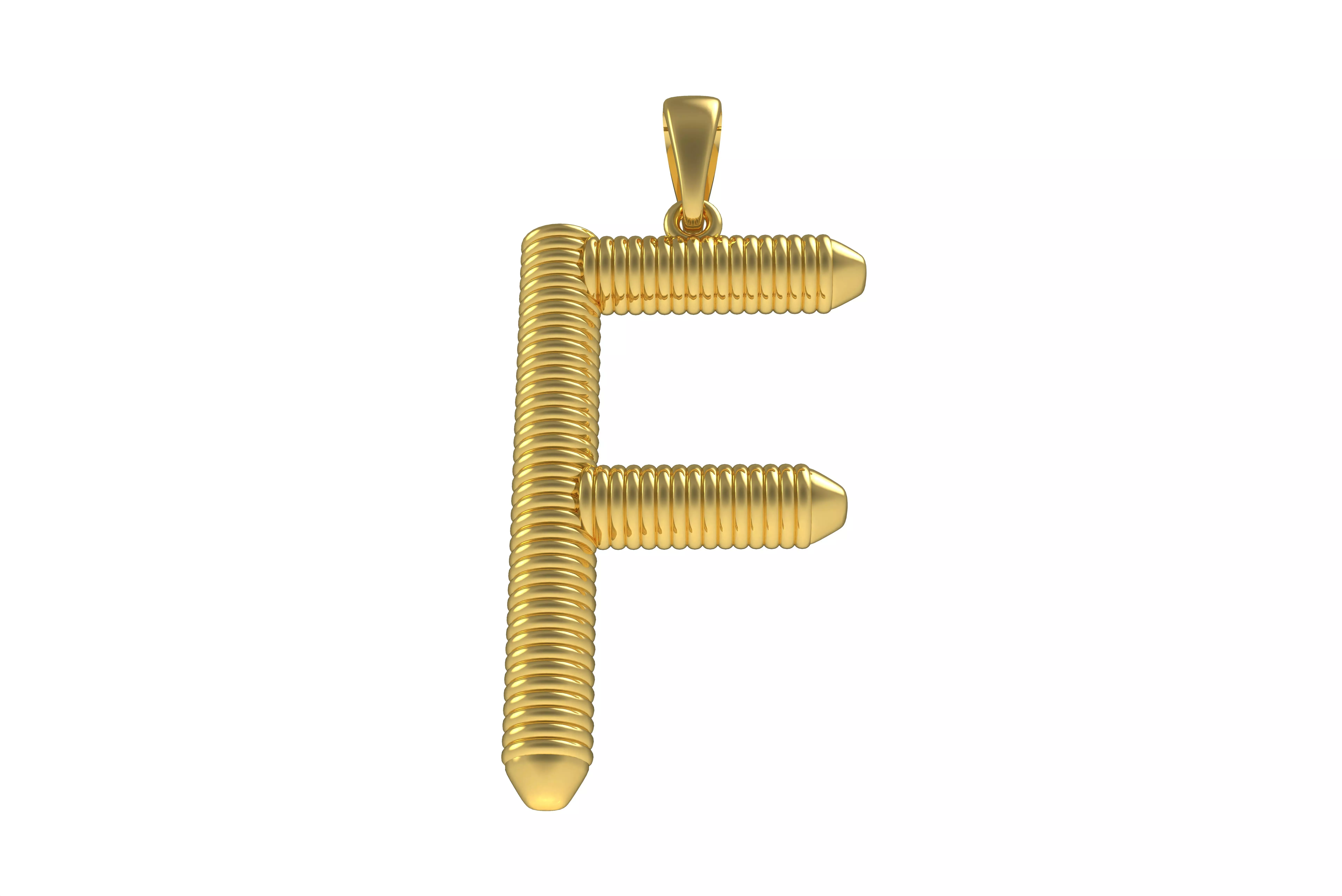 Spiral Initial Letter F Pendant 3D print model_0