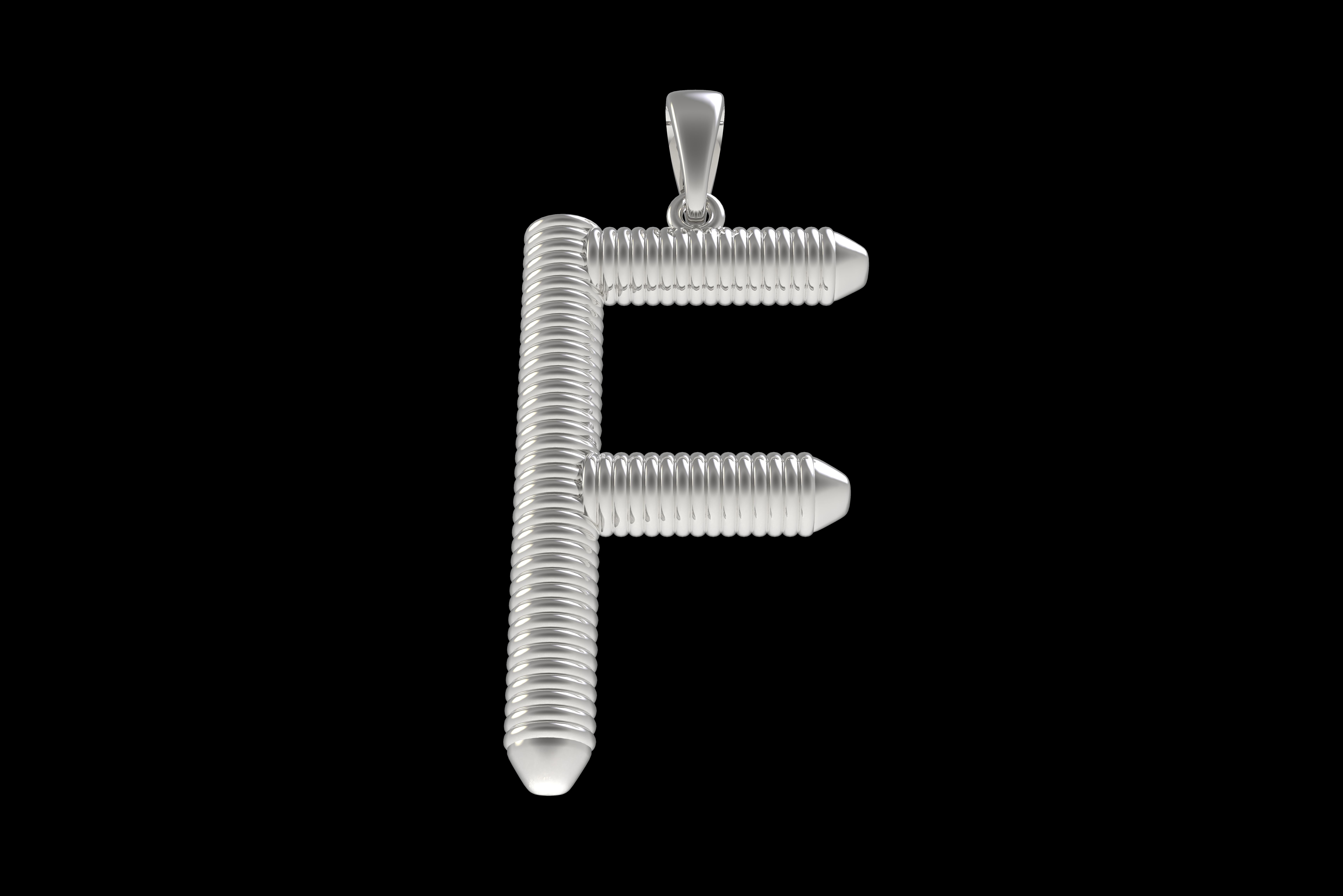 Spiral Initial Letter F Pendant 3D print model_27
