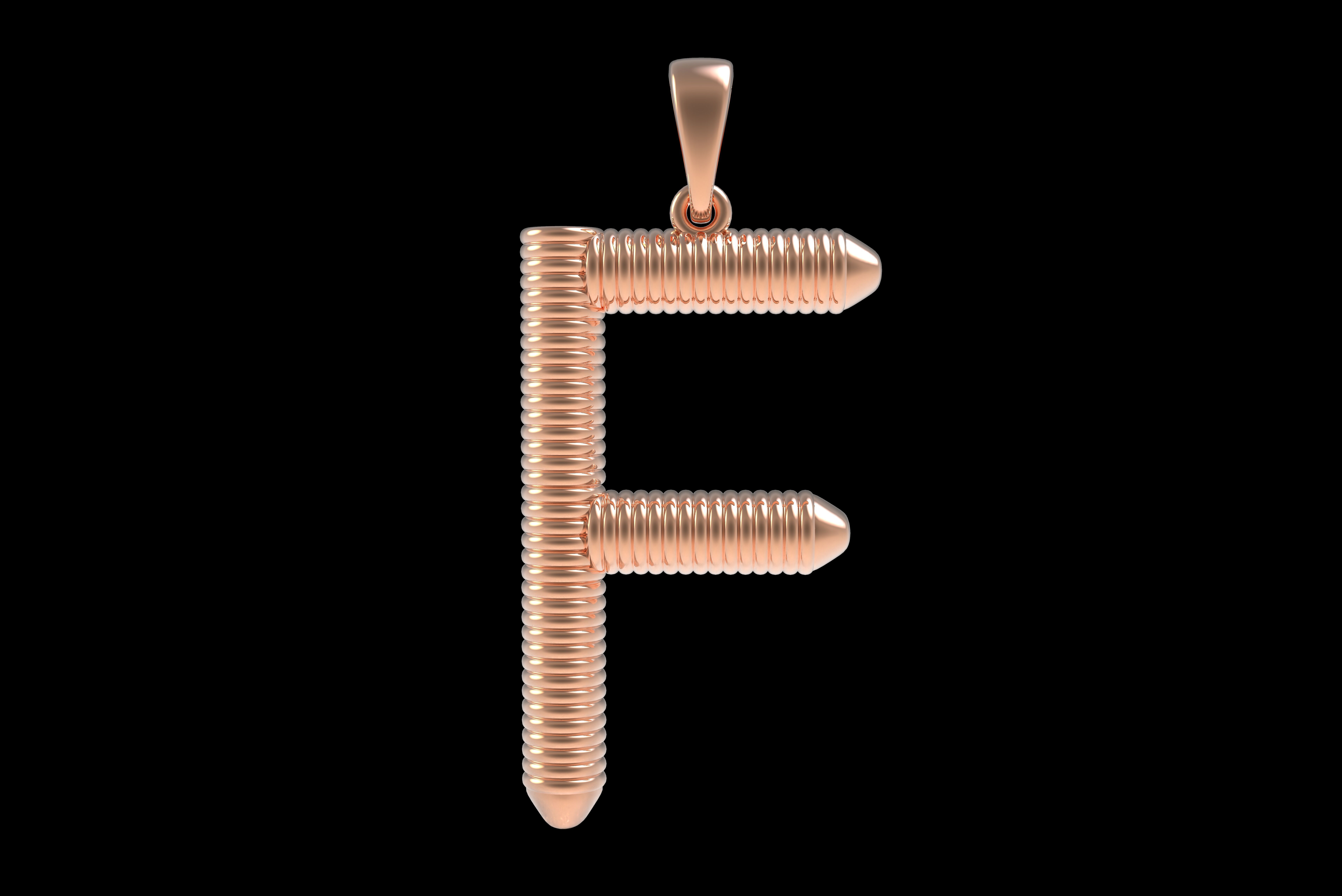Spiral Initial Letter F Pendant 3D print model_30