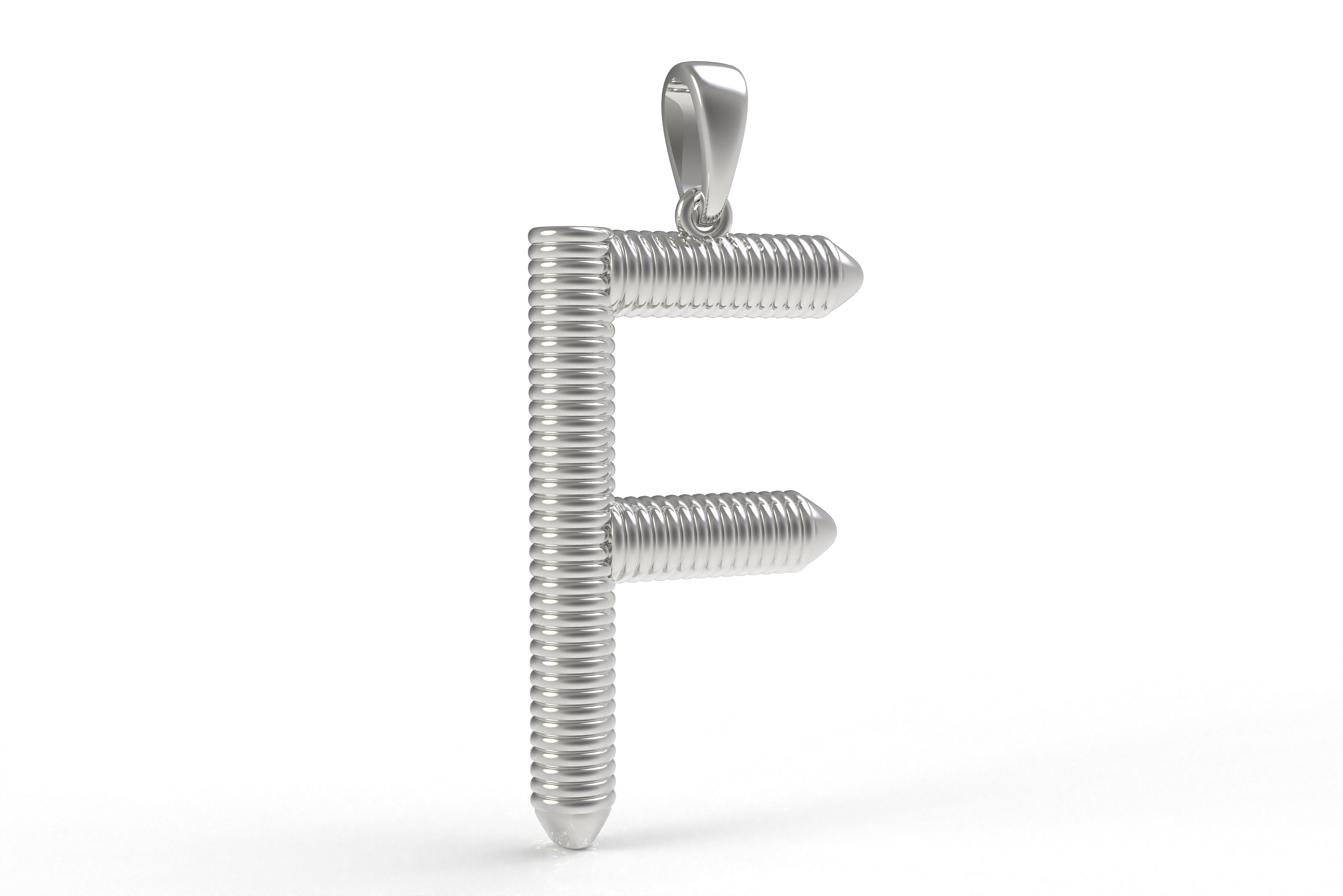 Spiral Initial Letter F Pendant 3D print model_9