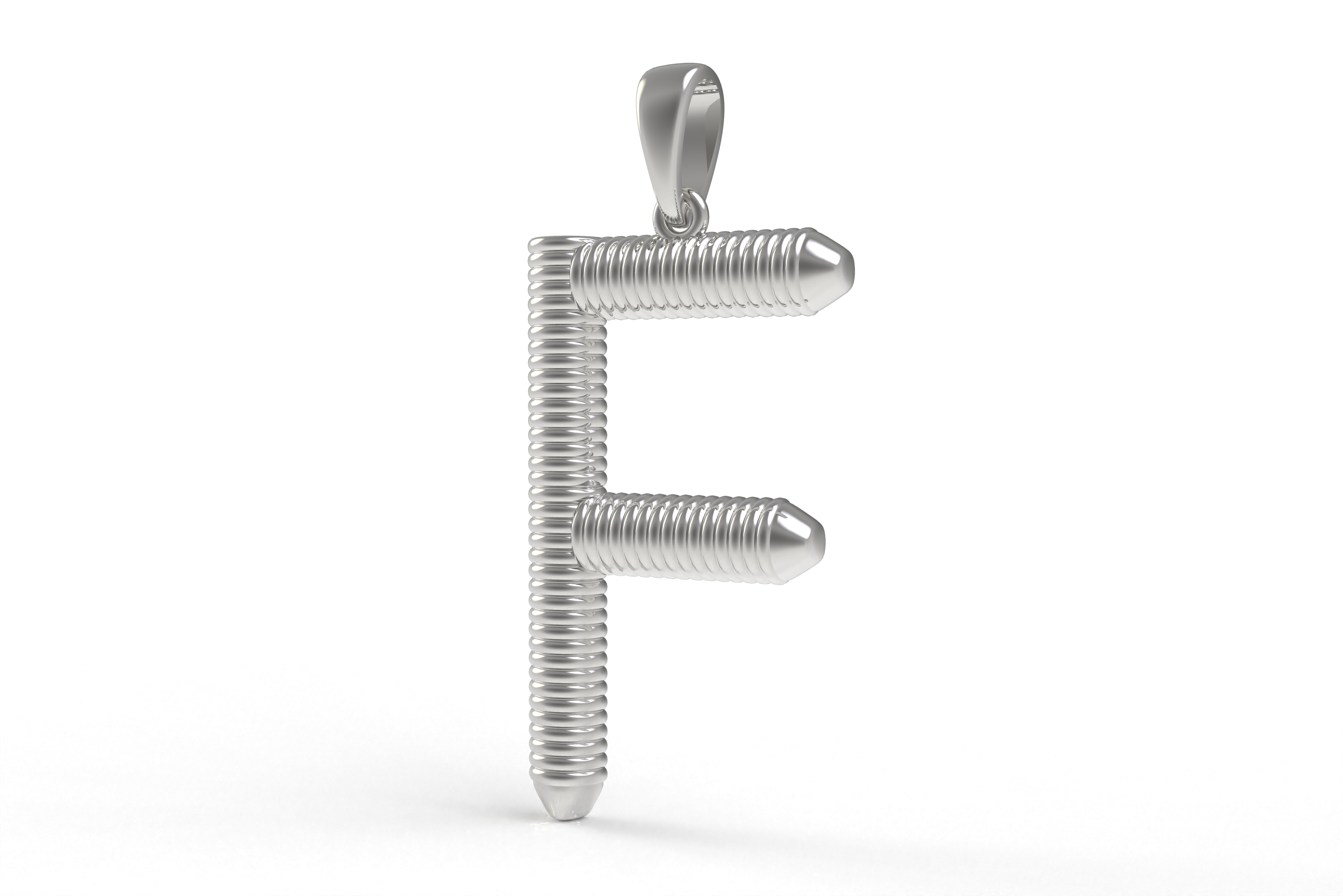 Spiral Initial Letter F Pendant 3D print model_8