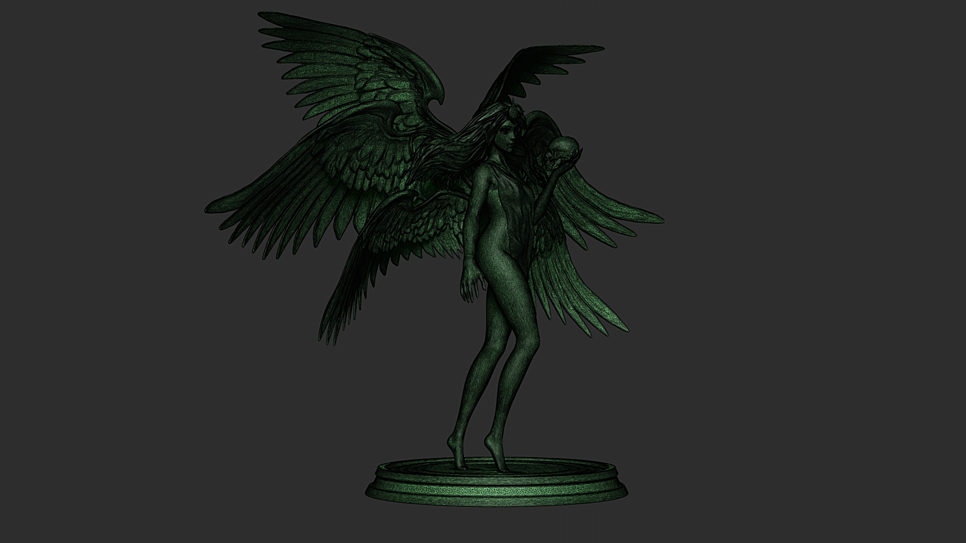 Graceful Angel Statue with Wings High-Detail 3D print model_10
