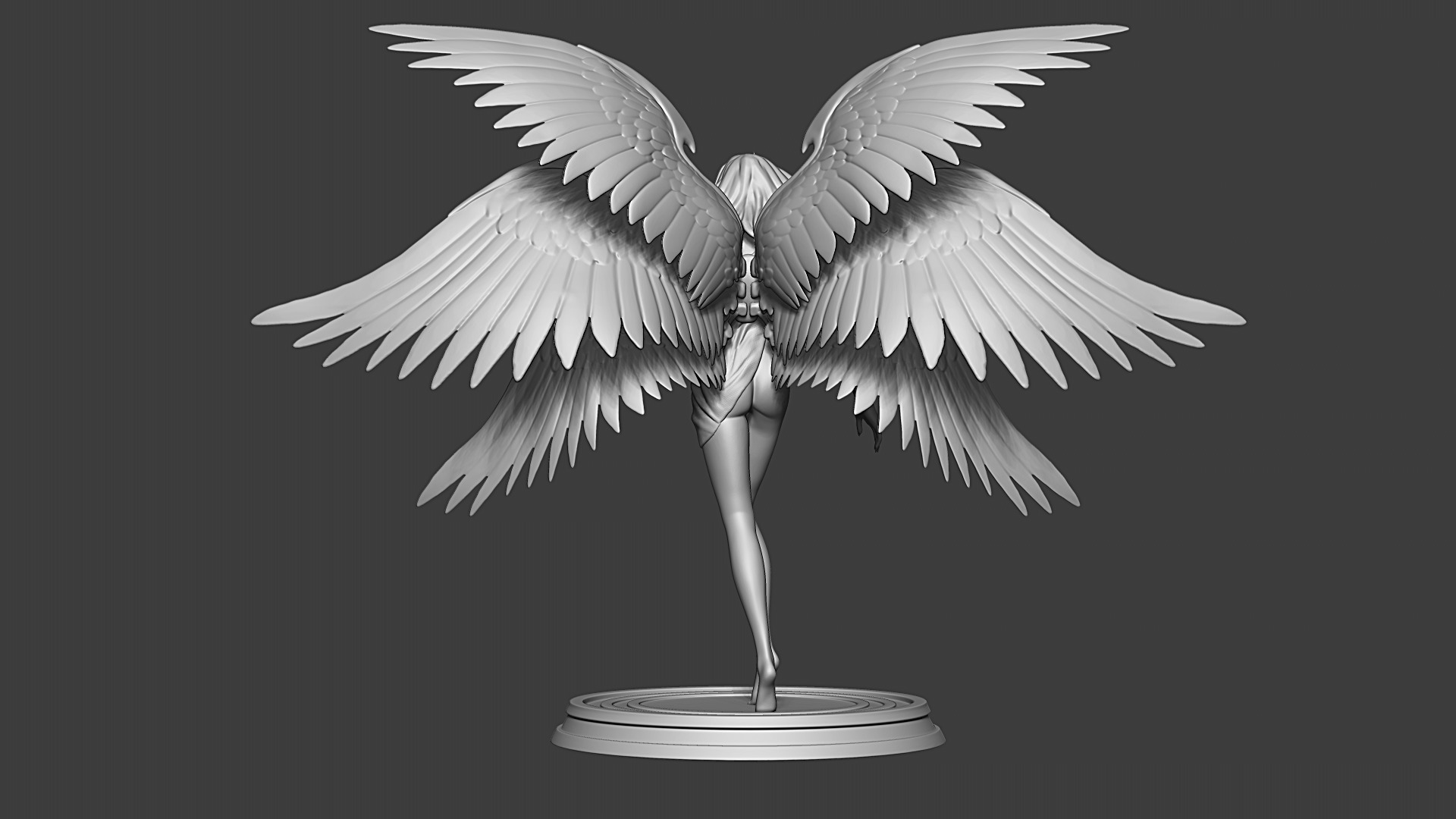 Graceful Angel Statue with Wings High-Detail 3D print model_6