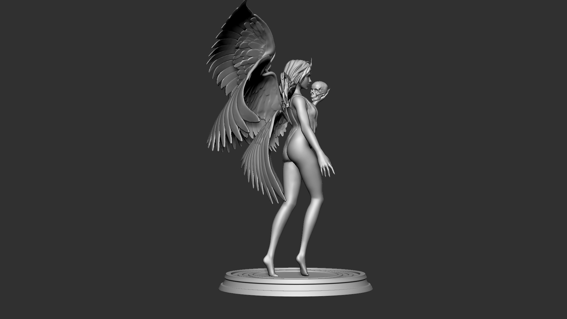 Graceful Angel Statue with Wings High-Detail 3D print model_4