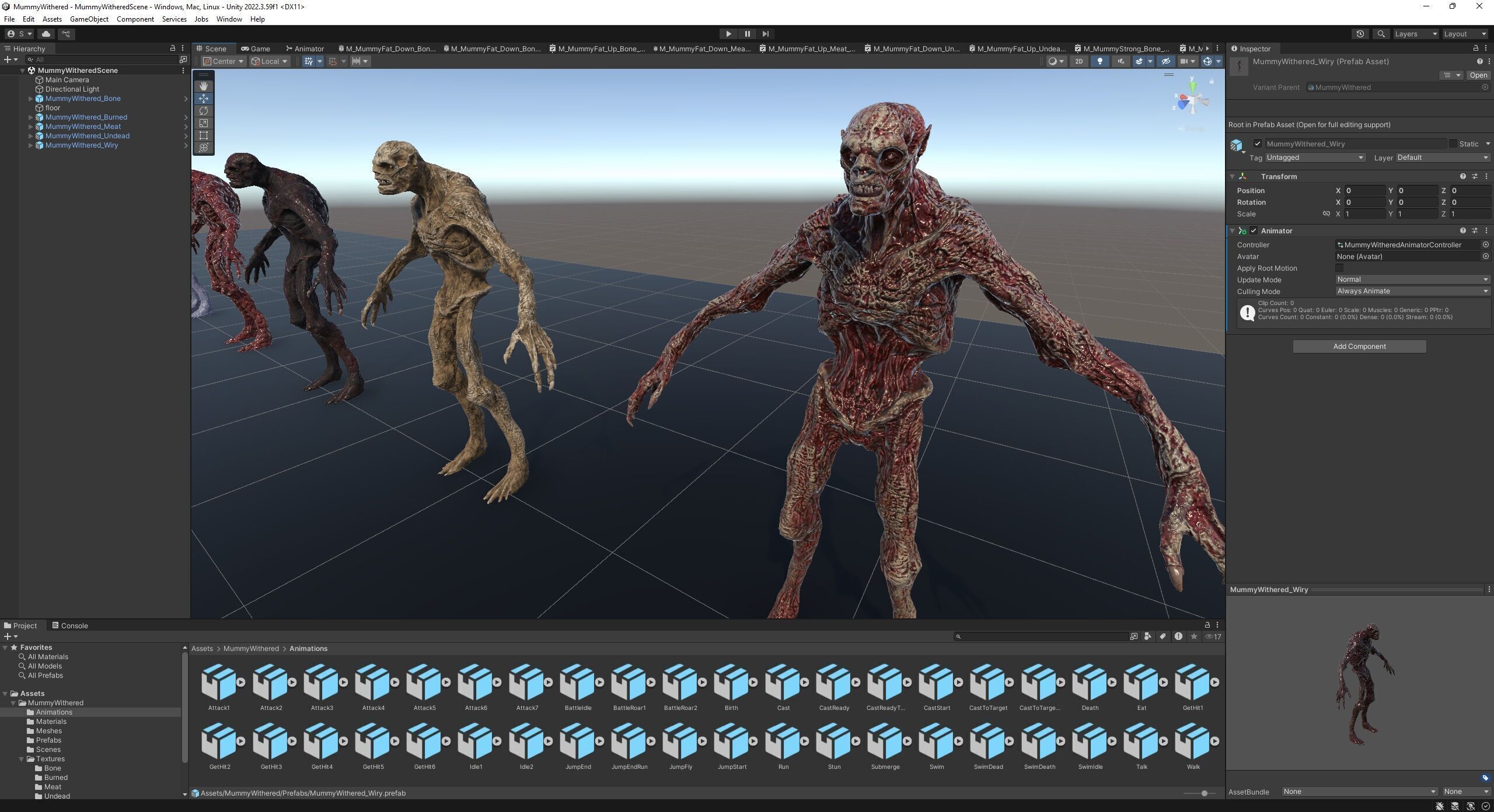 Mummy-zombie withered low-poly game engine ready 3D model Low-poly 3D model_13