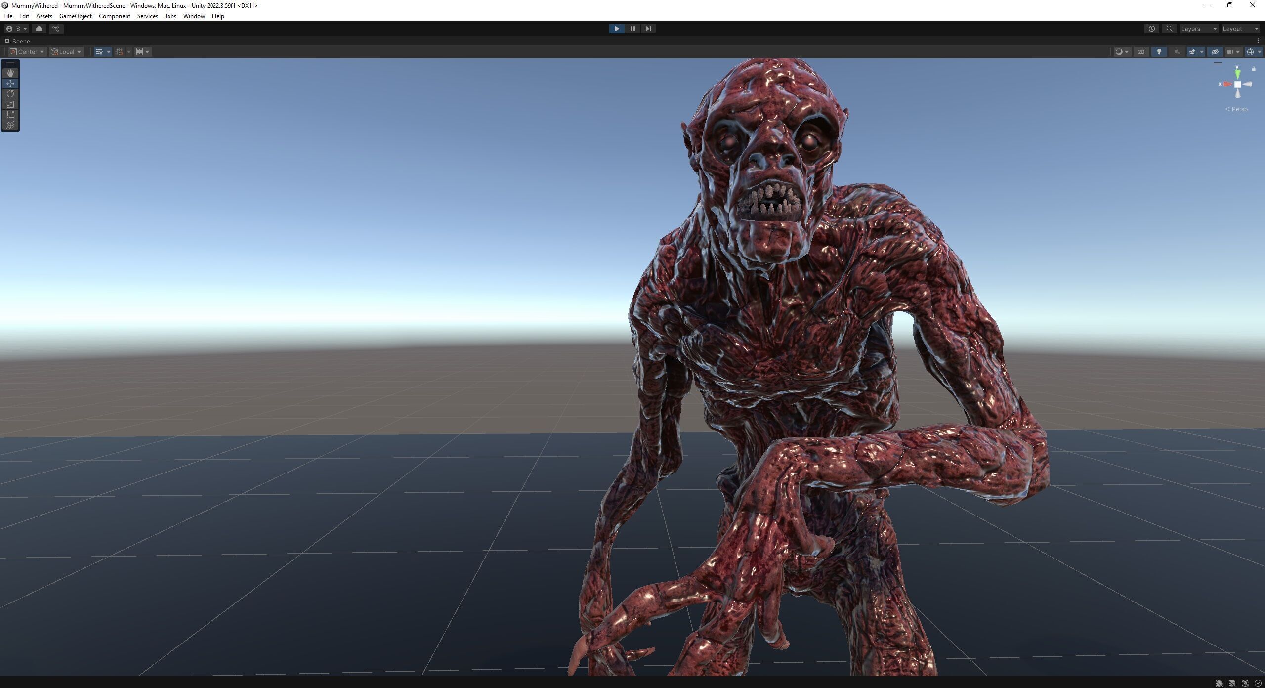 Mummy-zombie withered low-poly game engine ready 3D model Low-poly 3D model_15