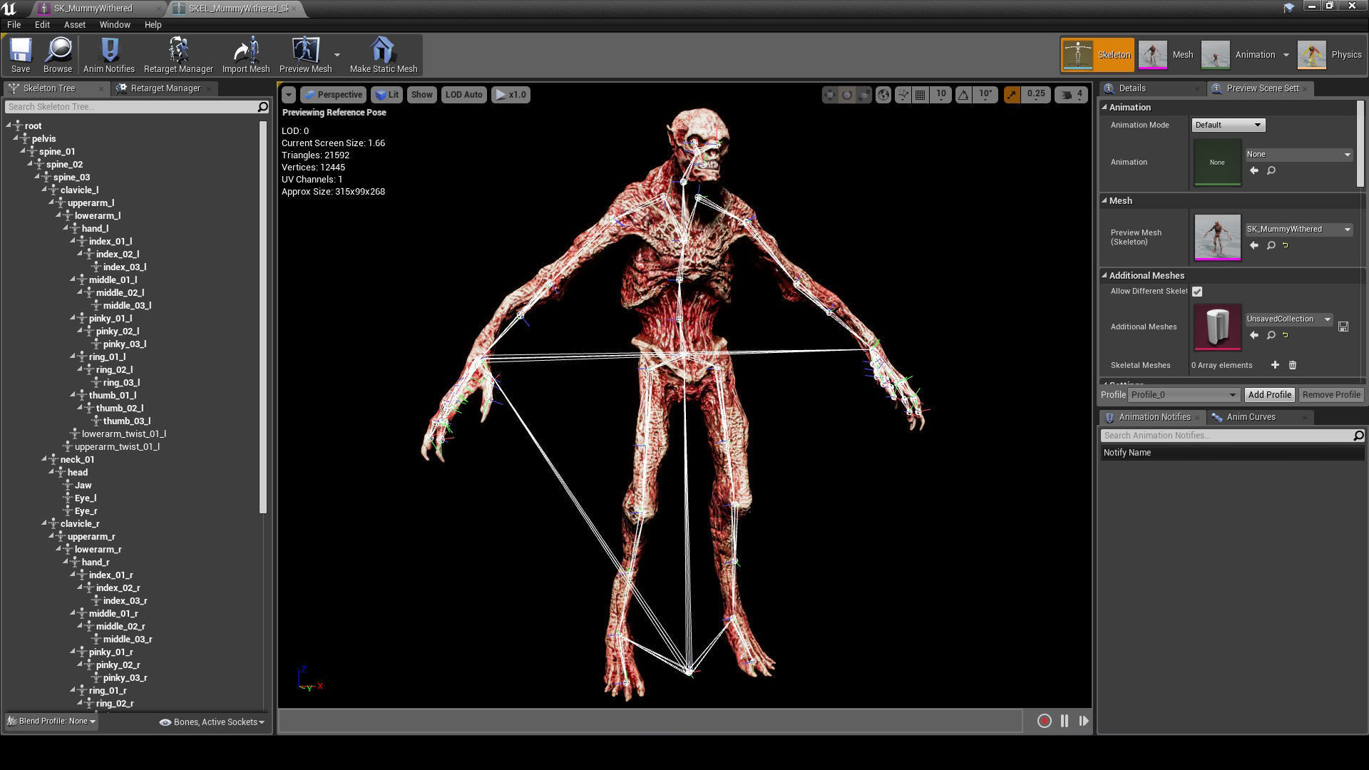 Mummy-zombie withered low-poly game engine ready 3D model Low-poly 3D model_11