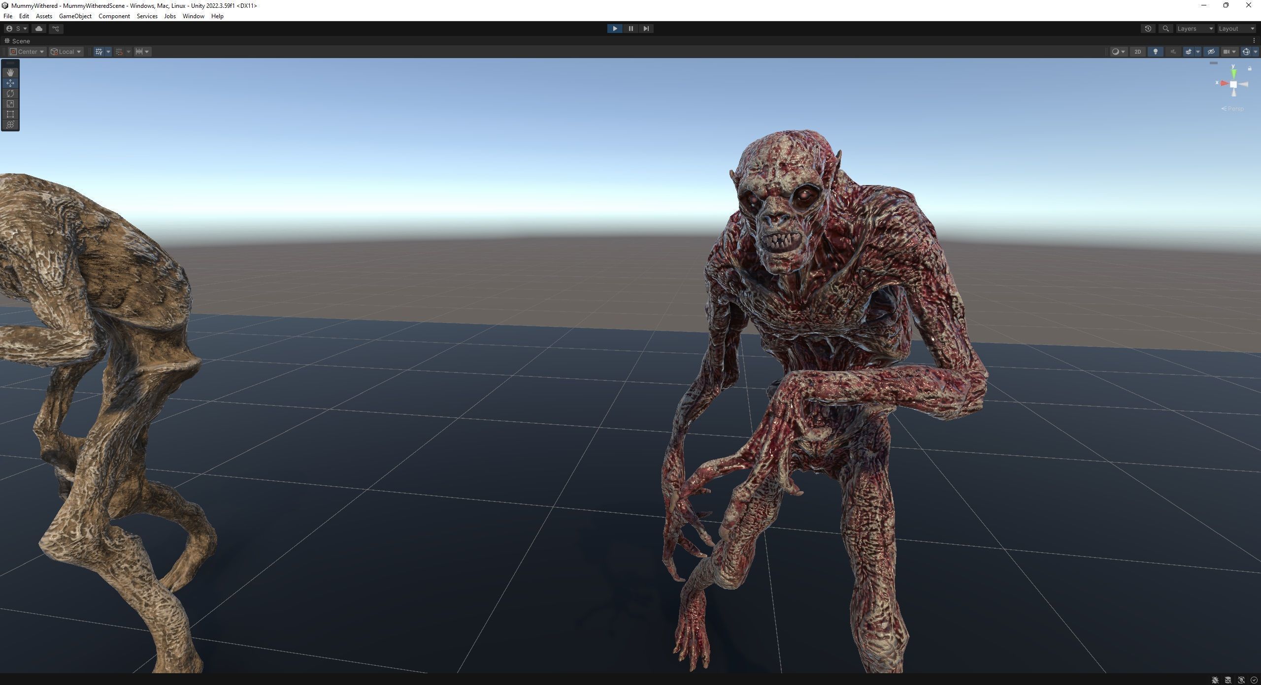 Mummy-zombie withered low-poly game engine ready 3D model Low-poly 3D model_14