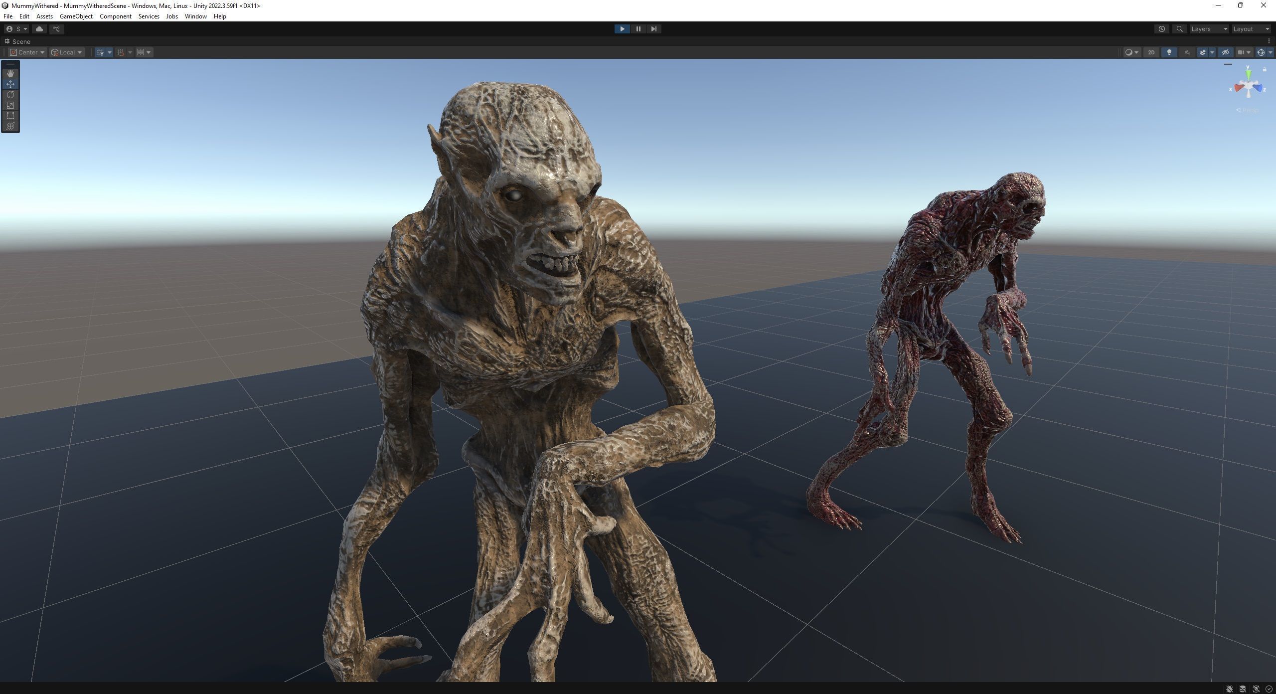 Mummy-zombie withered low-poly game engine ready 3D model Low-poly 3D model_17