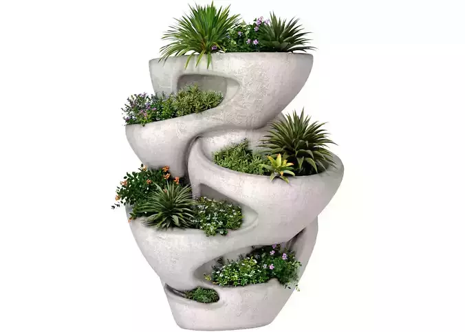Sculptural garden planter vase urn plants flowers greening