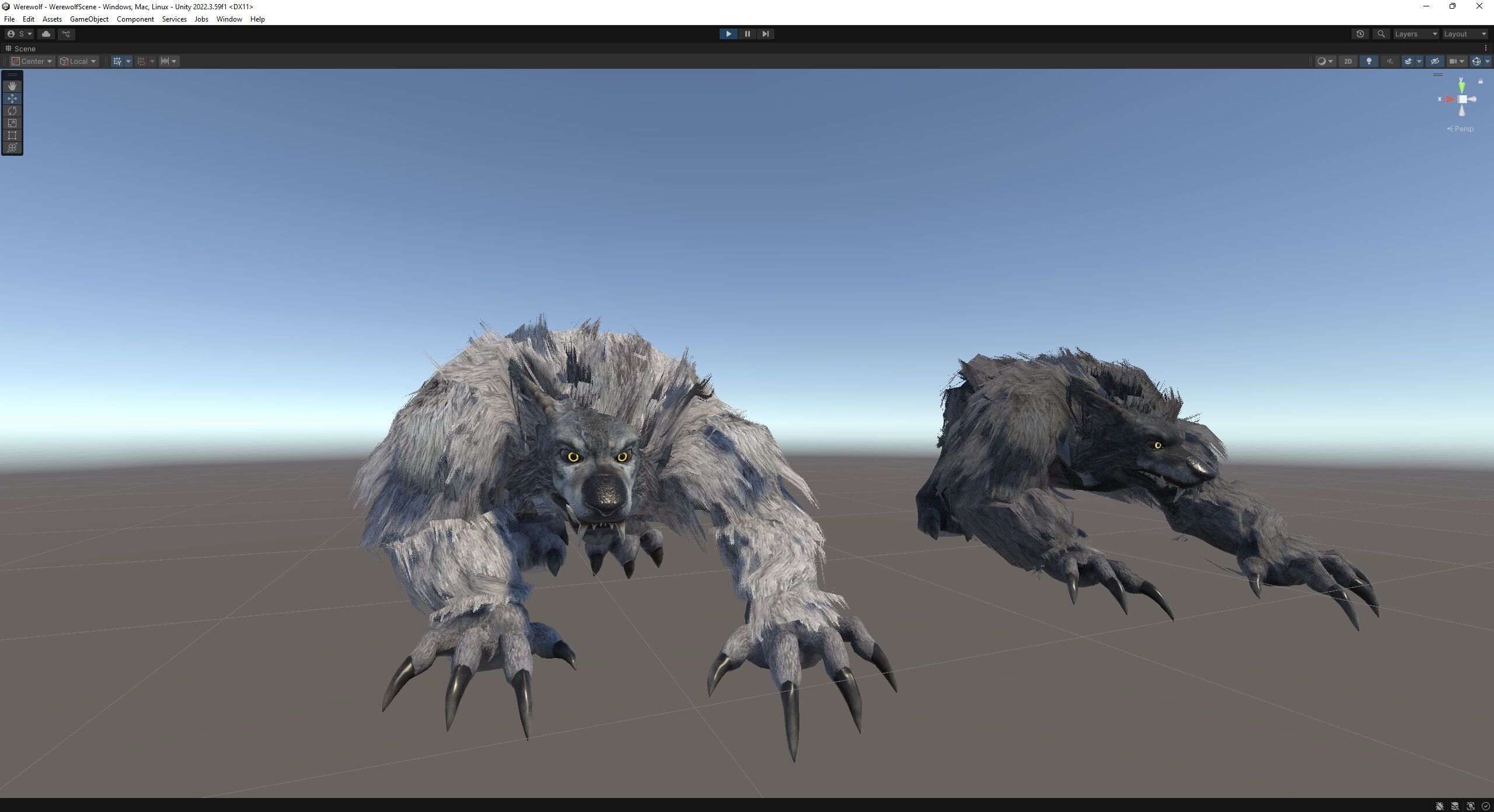 Werewolf low-poly game engine ready 3D model Low-poly 3D model_11