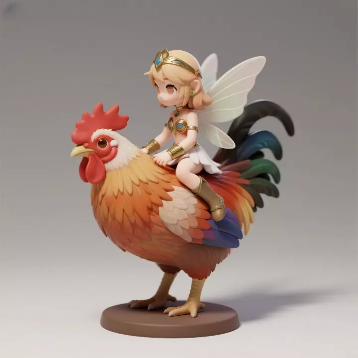 1127Fairy Rider COLORFUL 3D Printed Fairy on Rooster 3D print model_0